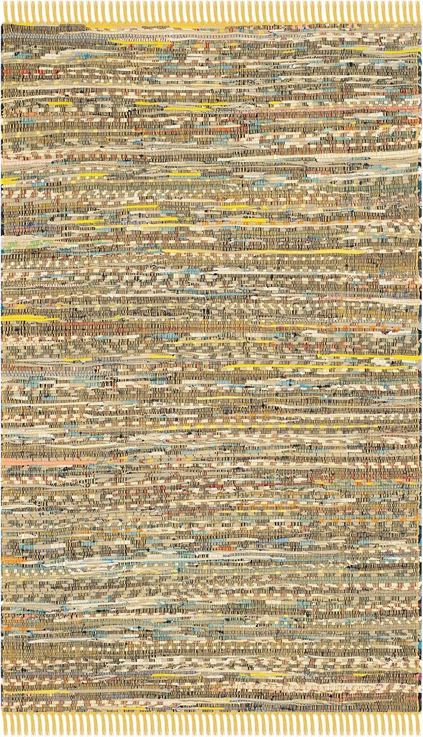 Rag Rug RAR121 Hand Woven Indoor Accent Rug - 3'x5' - Yellow/Multi - Safavieh