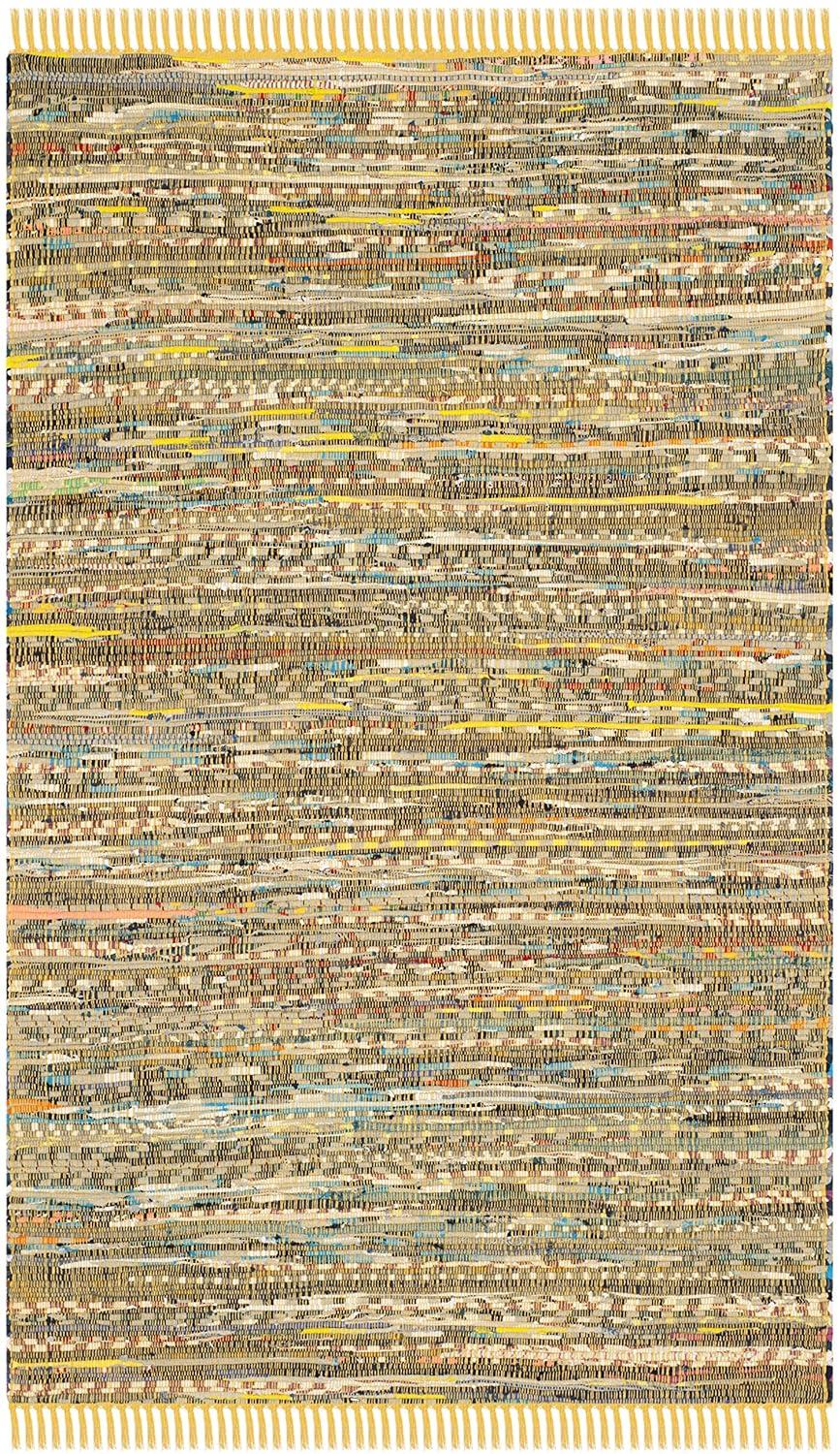 Rag Rug RAR121 Hand Woven Indoor Accent Rug - 3'x5' - Yellow/Multi - Safavieh