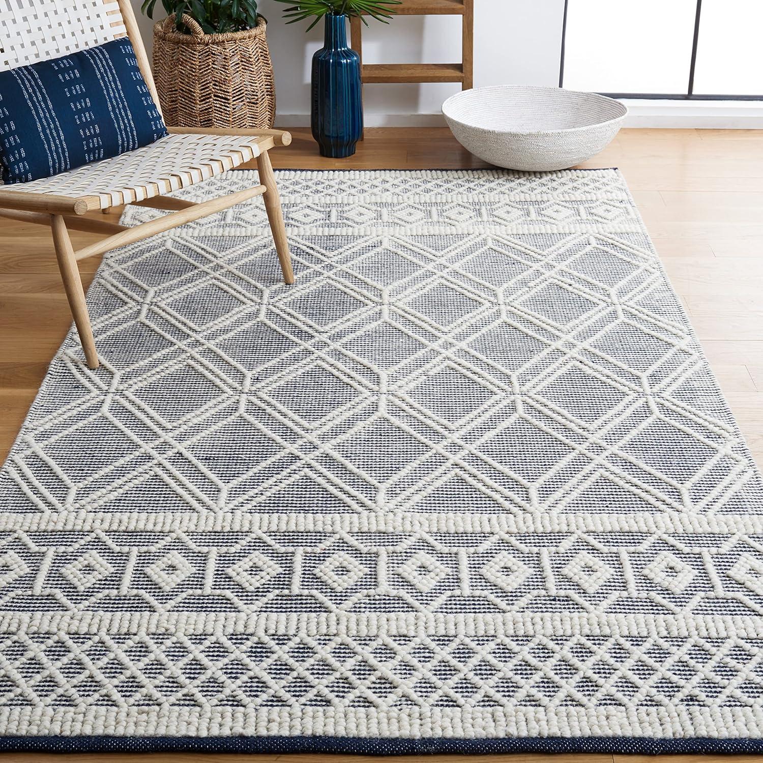 Natura NAT826 Hand Woven Area Rug - Ivory/Navy - 4'x6' - Safavieh.