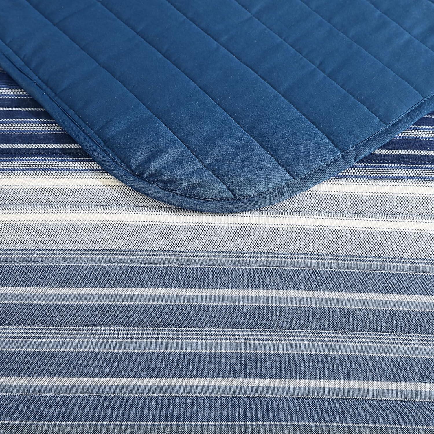 Nautica Coveside Cotton Reversible Blue Quilt Set