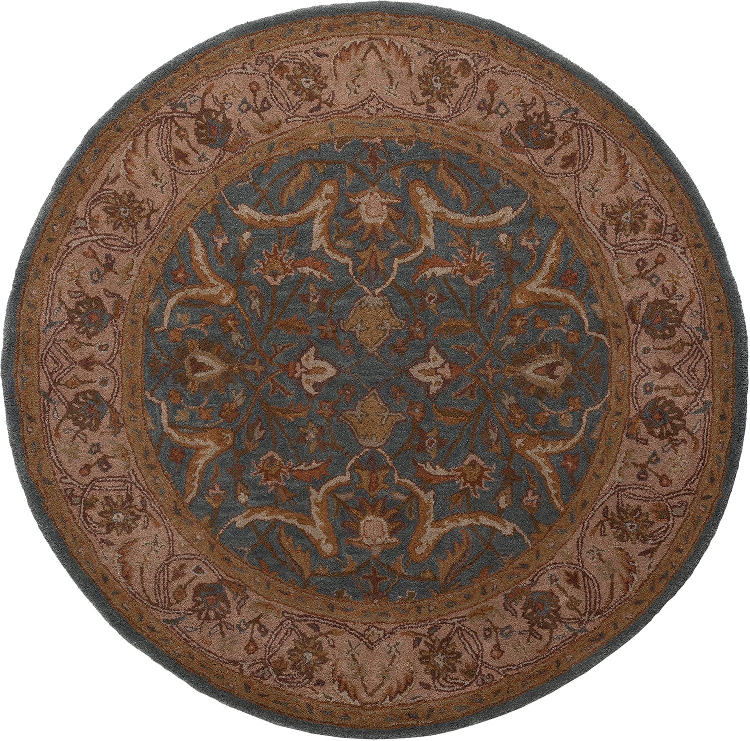 Elegant Heritage Hand-Tufted Wool Round Rug, Blue, 6' Diameter