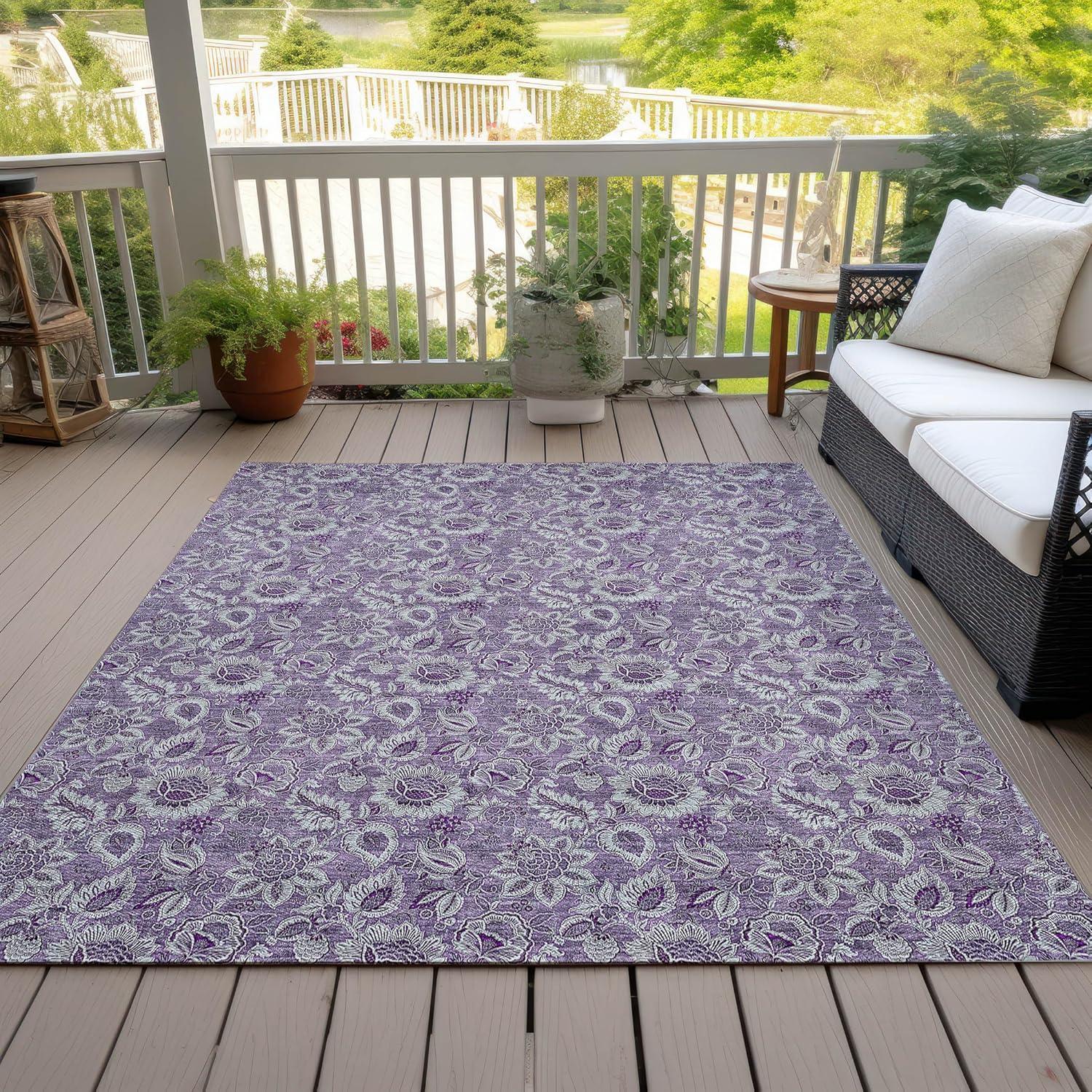 Addison Rugs Chantille ACN661 Purple 3' x 5' Indoor Outdoor Area Rug, Easy Clean, Machine Washable, Non Shedding, Bedroom, Entry, Living Room, Dining Room, Kitchen, Patio Rug