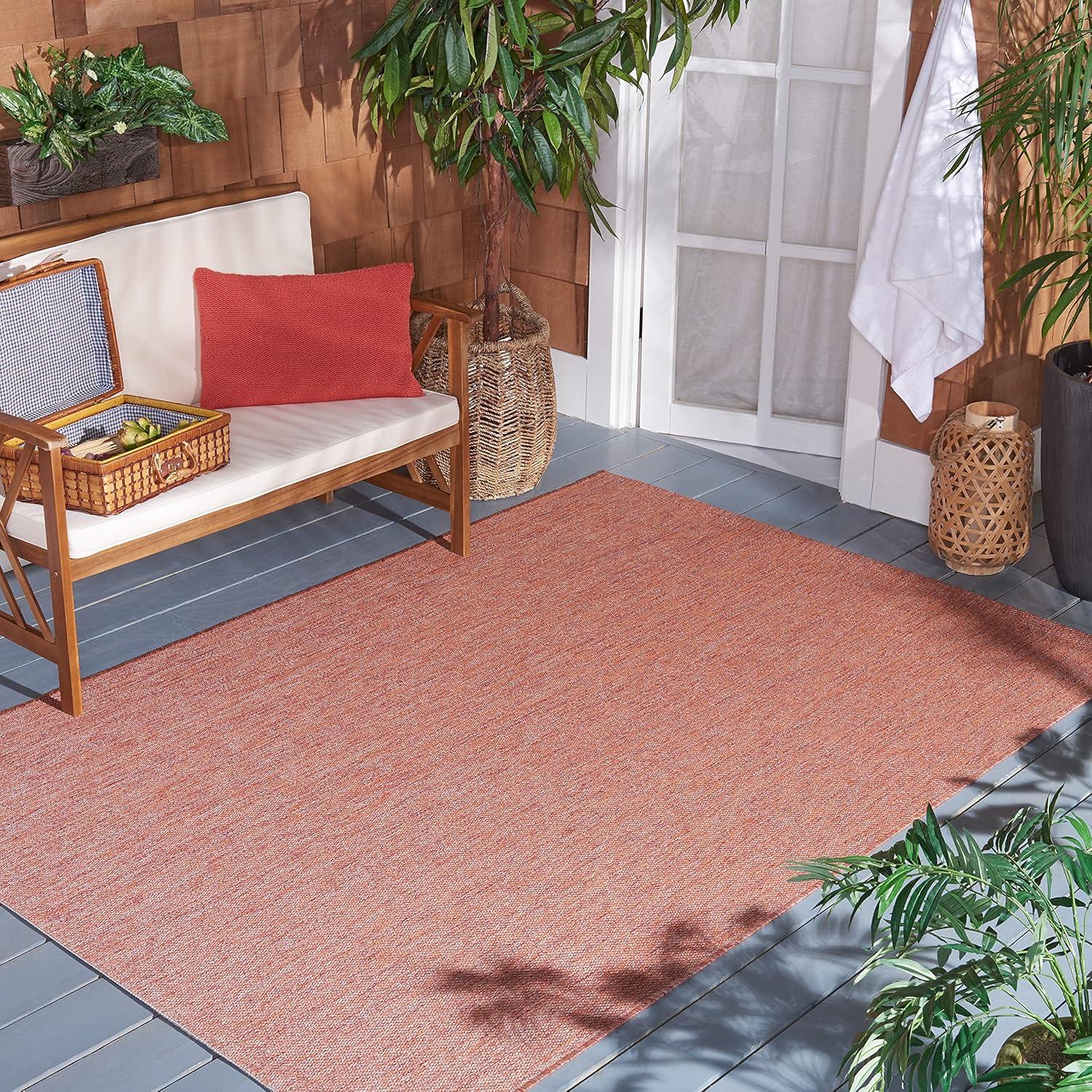 Beach House BHS218 POWER LOOMED Indoor/Outdoor Area Rug - Rust - 4'x4' - Safavieh