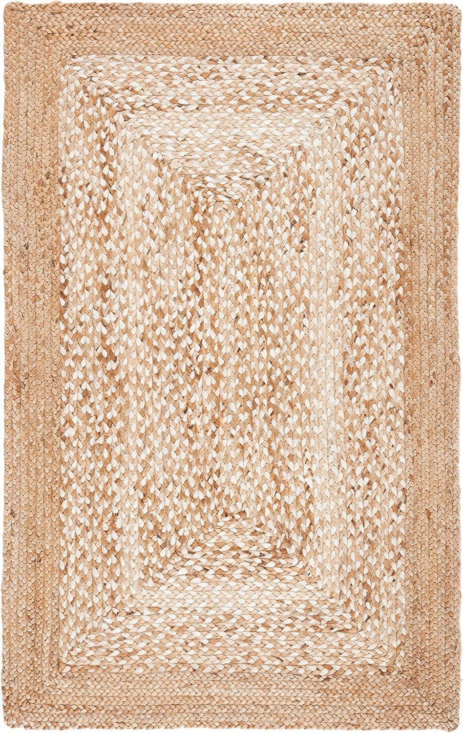 SAFAVIEH Natural Fiber Leo Geometric Braided Jute Area Rug, Natural/Ivory, 3' x 5'