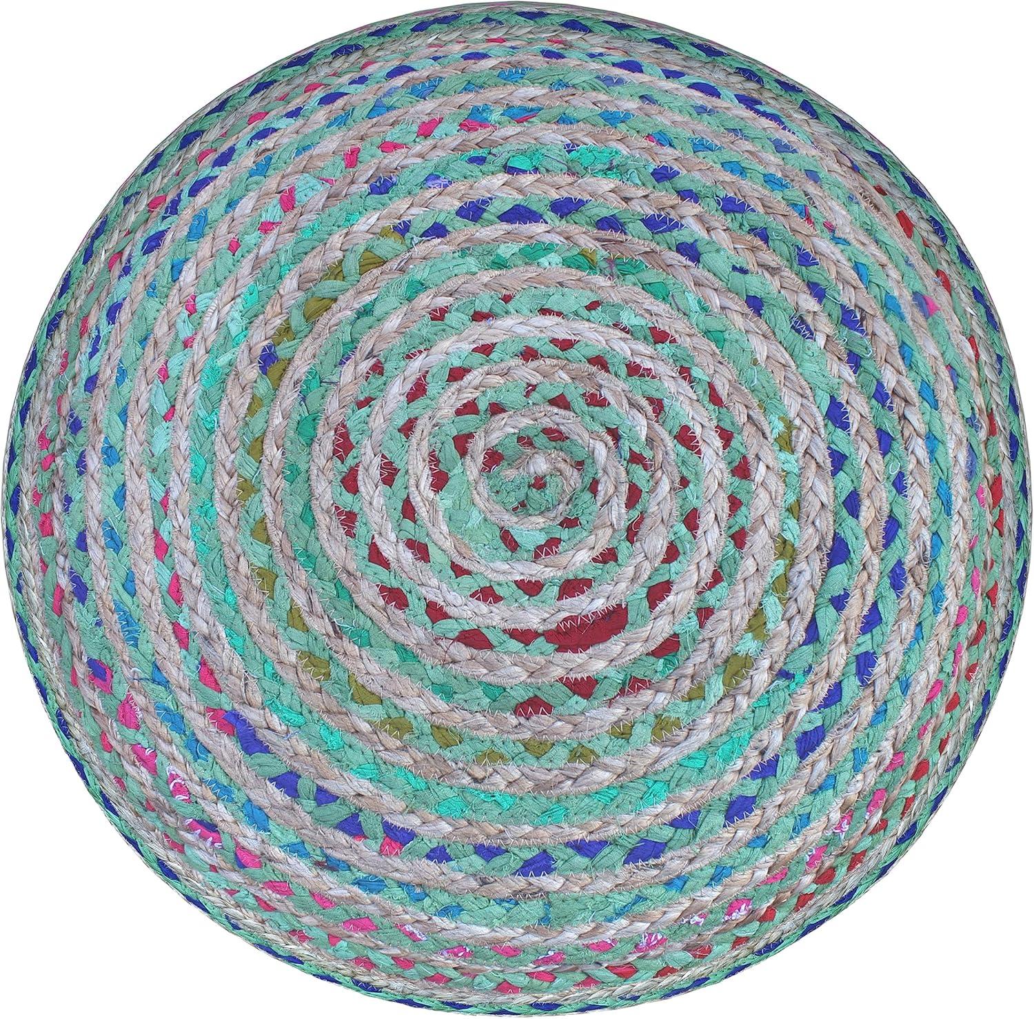 Simpli Home Margo 20"W Cotton and Jute Boho-style Pouf