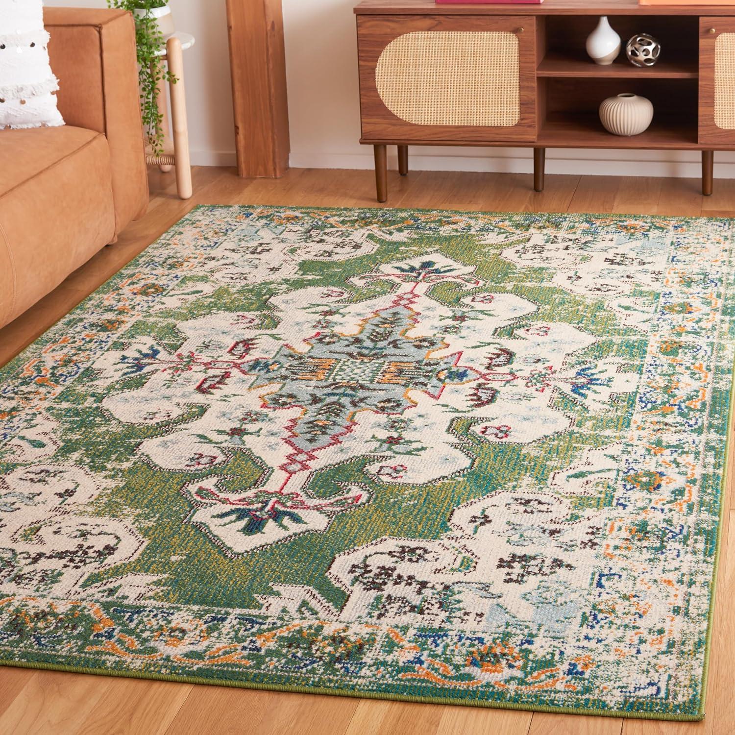 Madison Green and Aqua Oriental Runner Rug