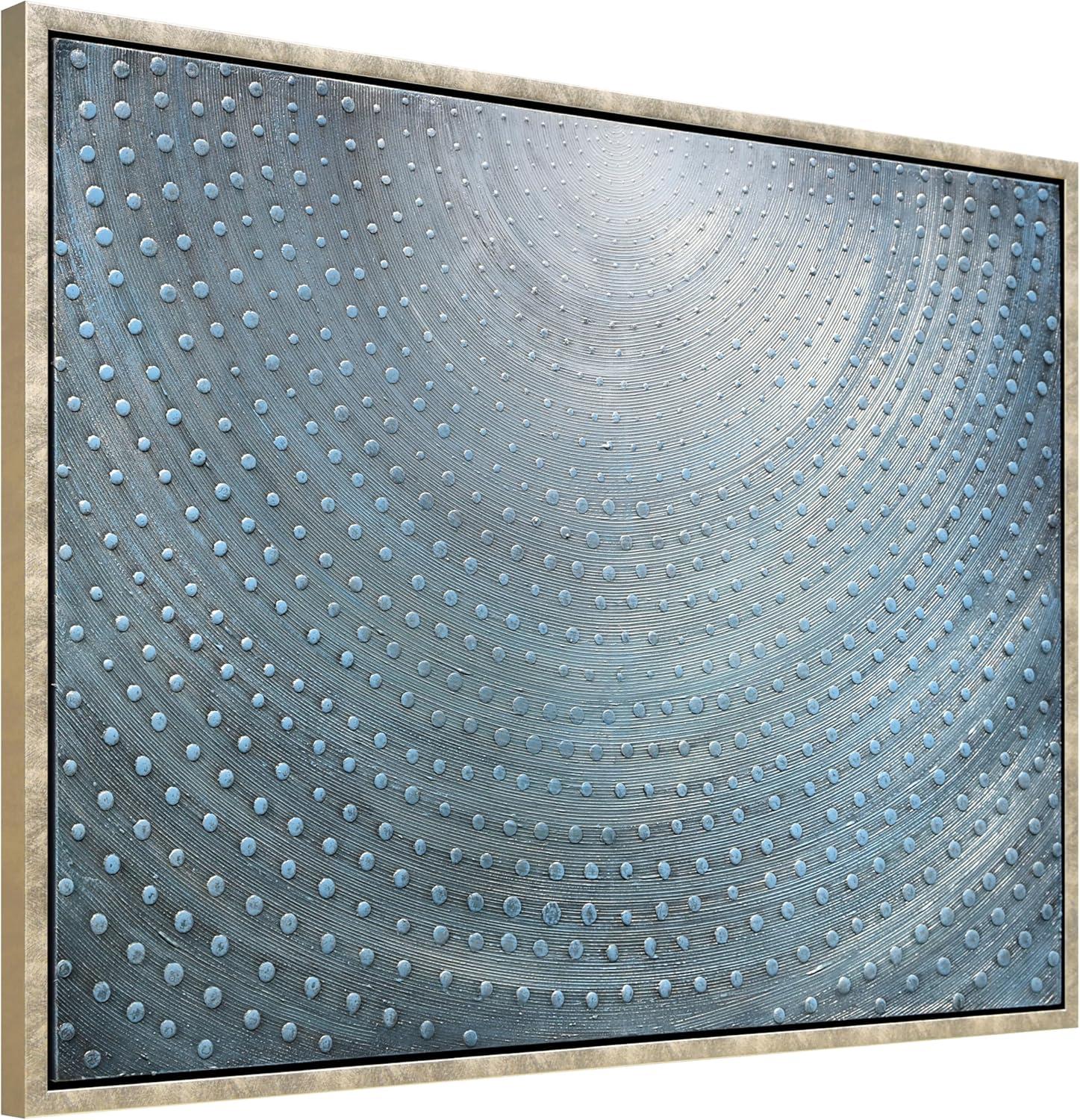 Empire Art Direct Cosmic Swirl Textured Metallic Hand Painted Blue Framed Canvas Wall Art