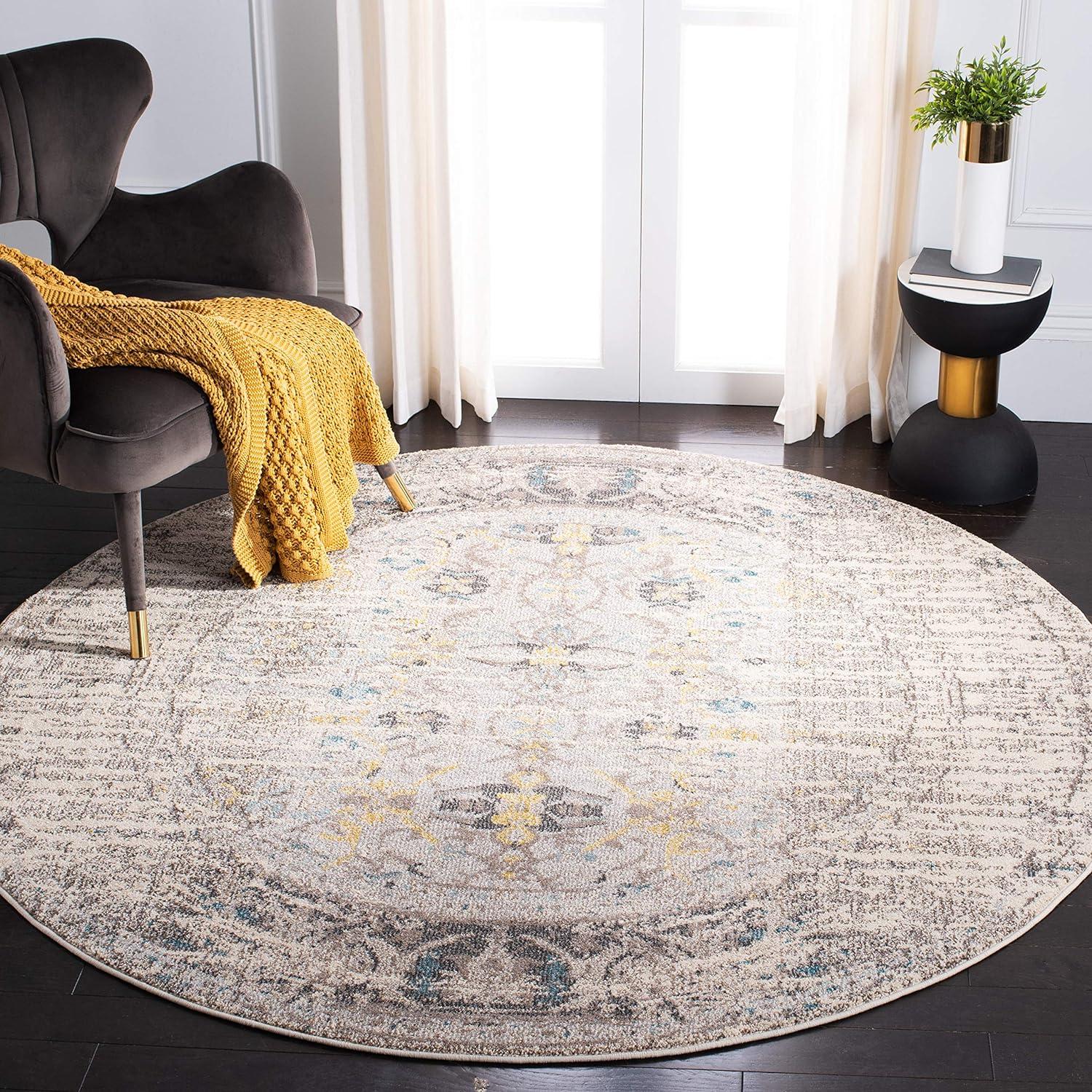 SAFAVIEH Monaco Elsdon Abstract Area Rug, Grey/Multi, 9' x 9' Round