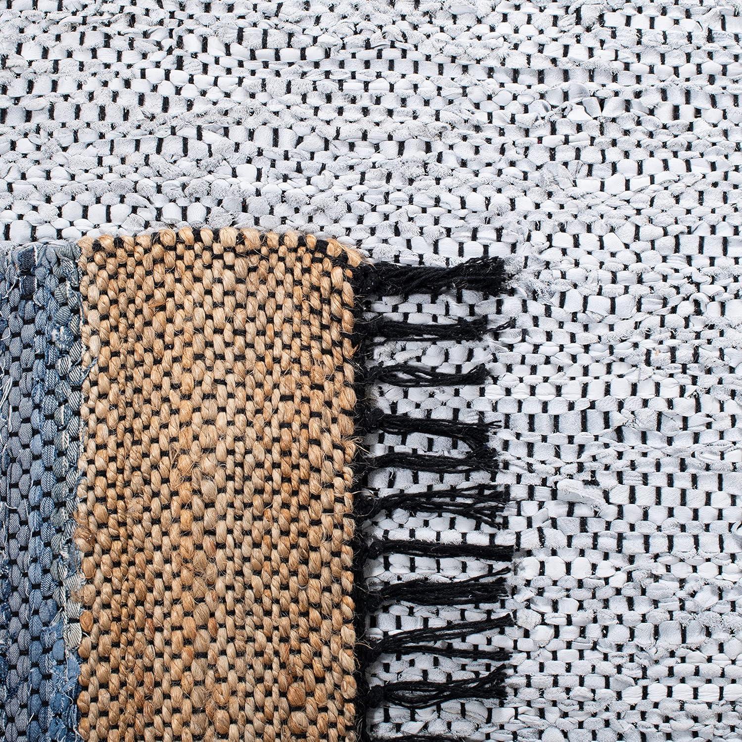 Vintage Leather W/ Fringes VTL602 Hand Woven Indoor Area Rug - Grey/Natural - 5'x8' - Safavieh