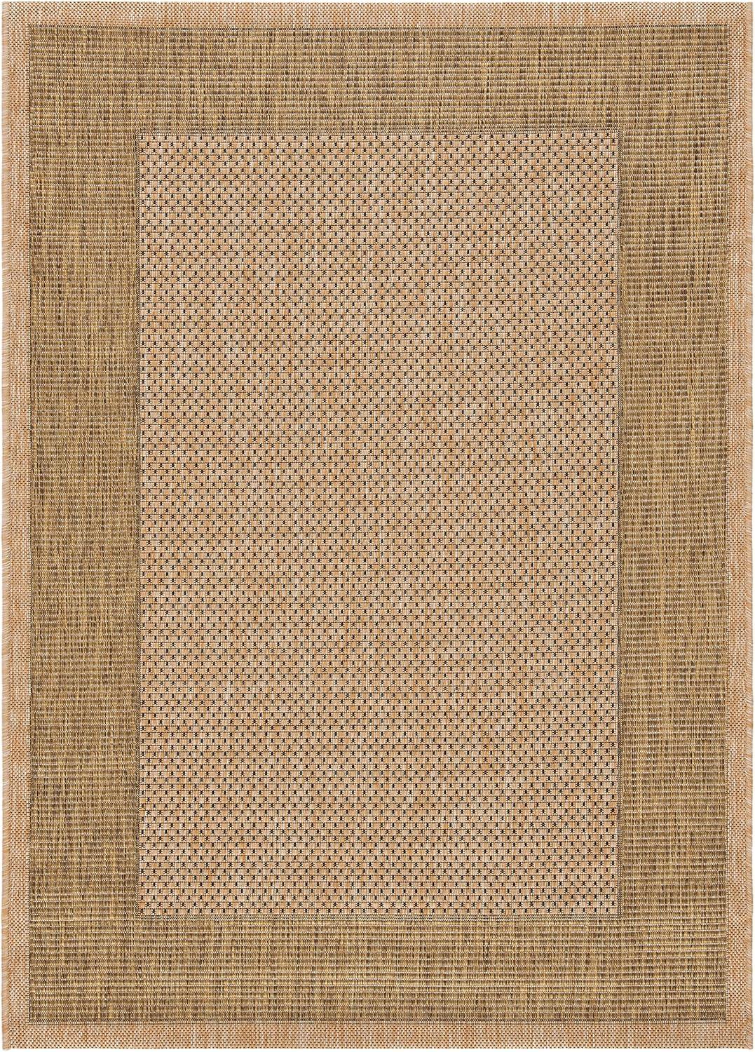 SAFAVIEH Courtyard Justine Striped Border Indoor/Outdoor Area Rug, Natural/Gold, 2'7" x 5'