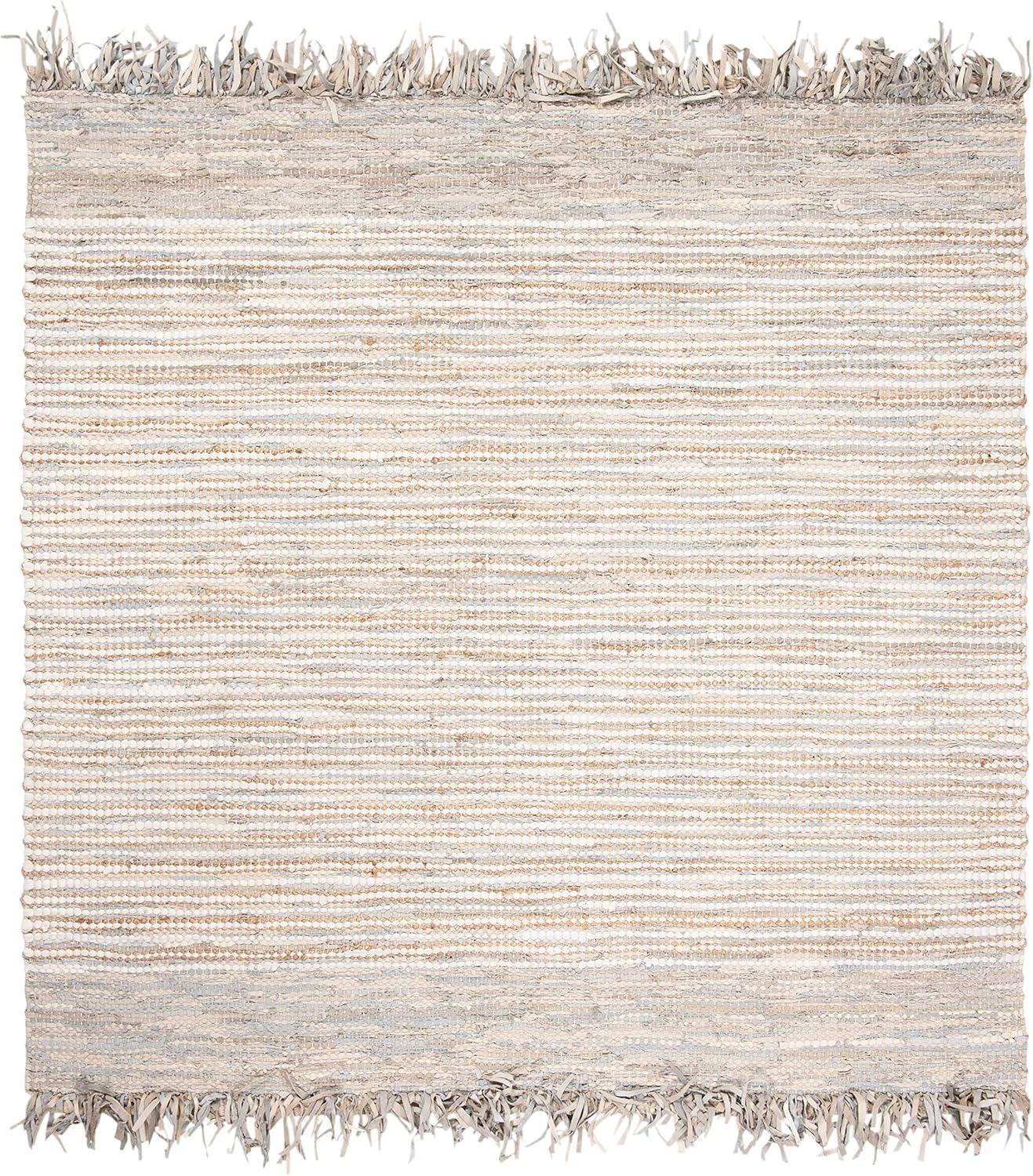 Vintage Leather VTL373 Hand Woven Area Rug - Beige/Multi - 6'x6' - Safavieh.