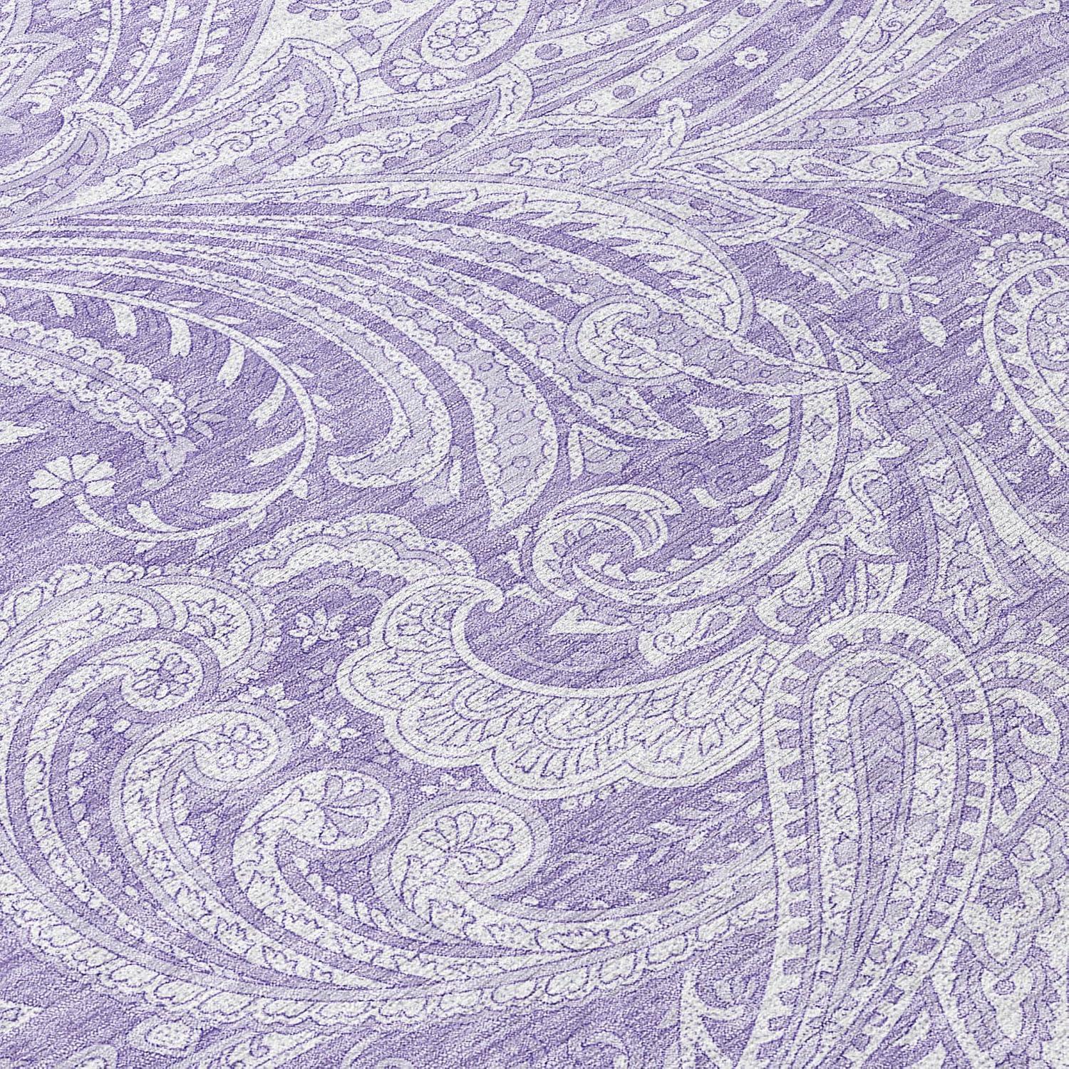 Lavender Paisley Flat Woven Indoor Outdoor Rug