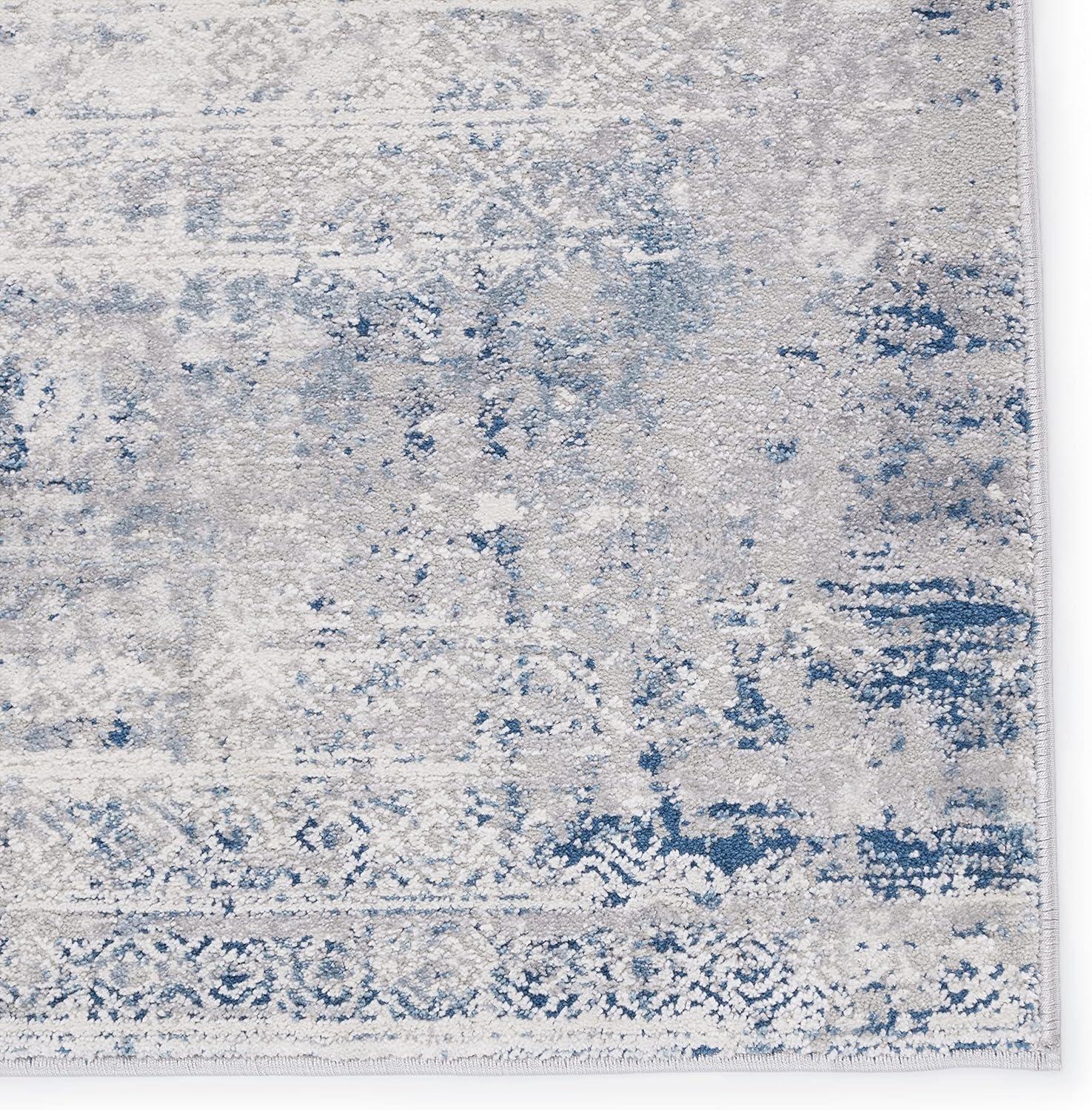 Gray and Blue 5' x 8' Reversible Washable Area Rug