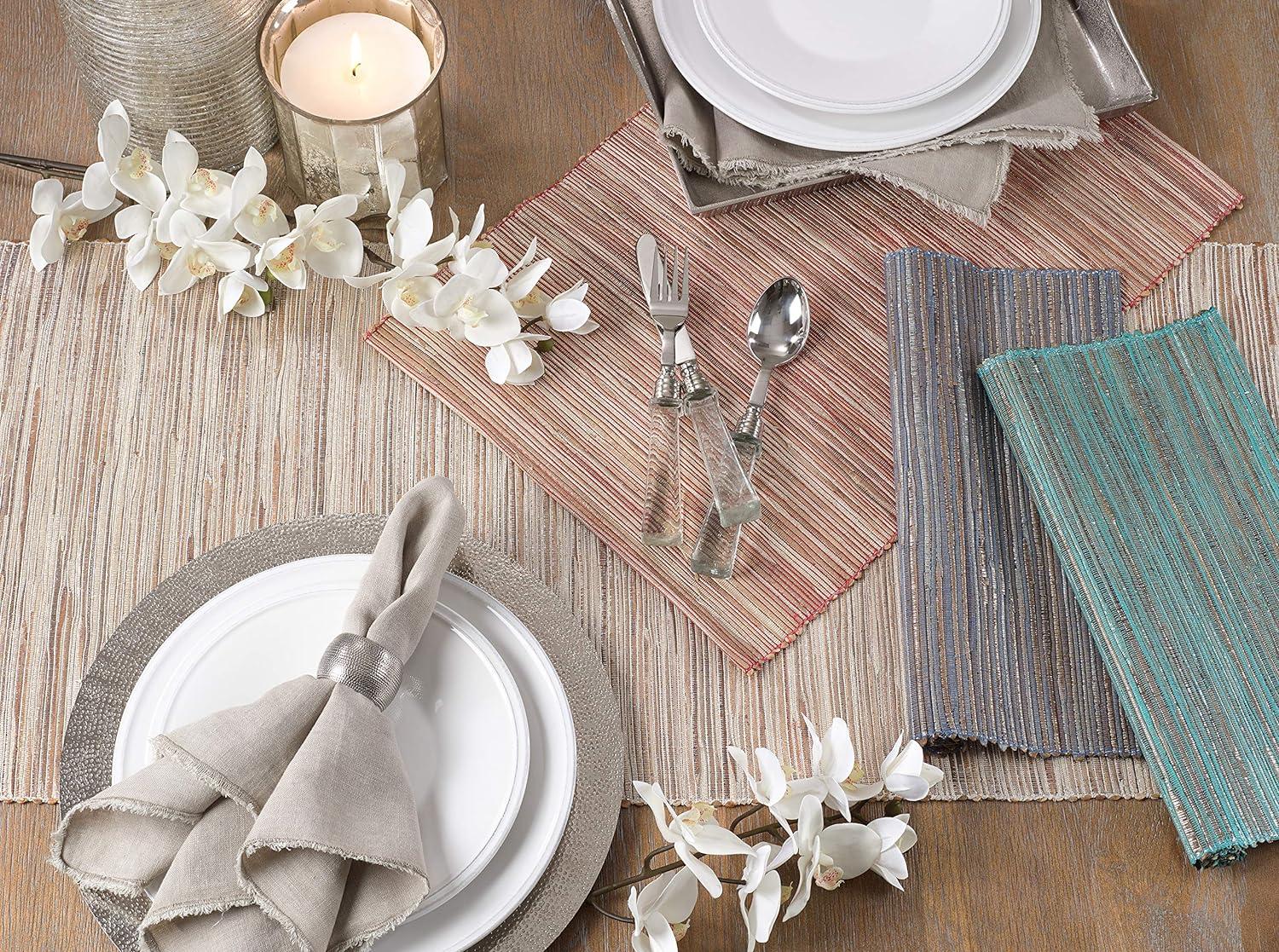 Saro Lifestyle Shimmering Woven Nubby Water Hyacinth Table Runner