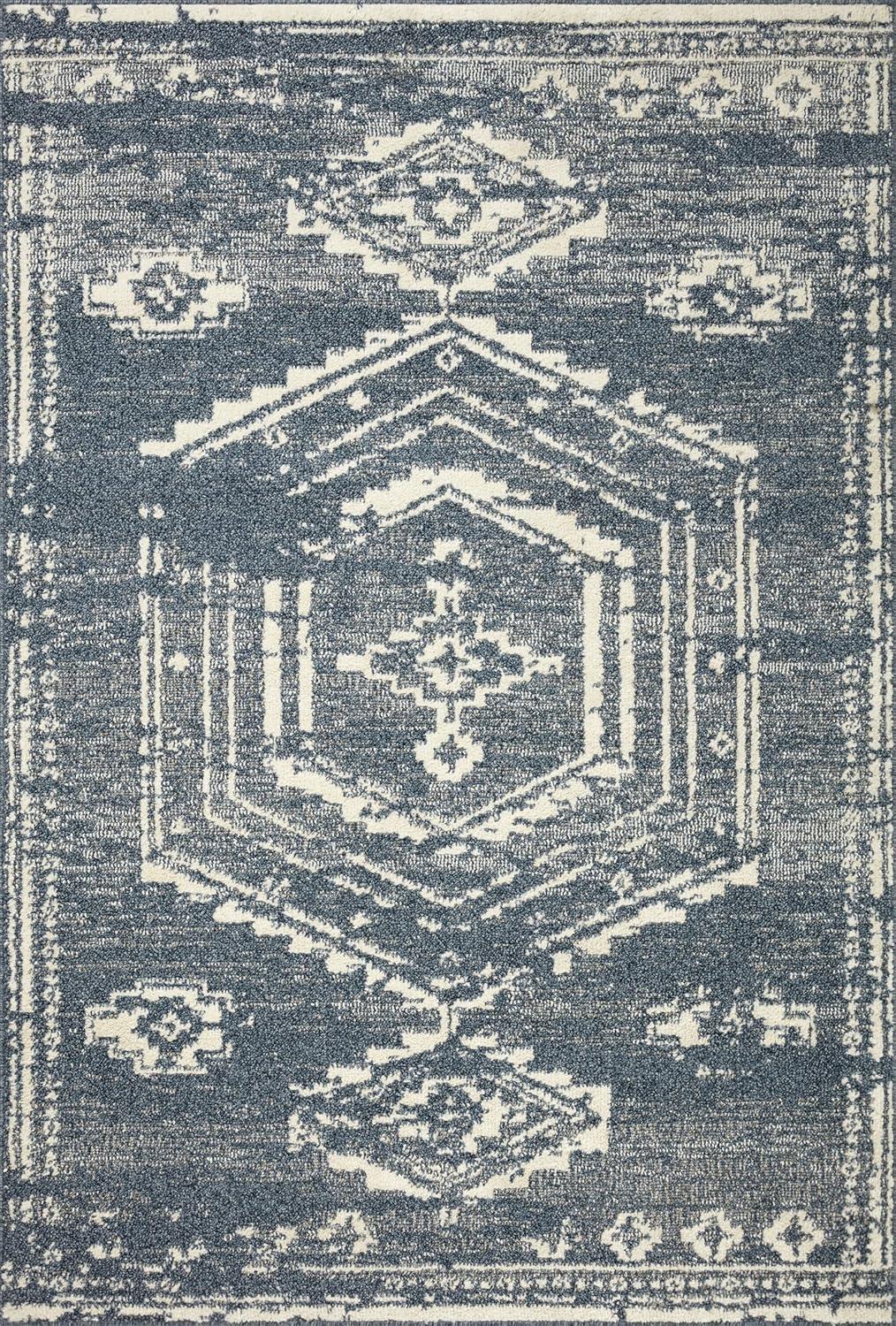 Gigi Rug by Magnolia Home by Joanna Gaines x Loloi - Denim and Ivory / 6'7" x 9'2"