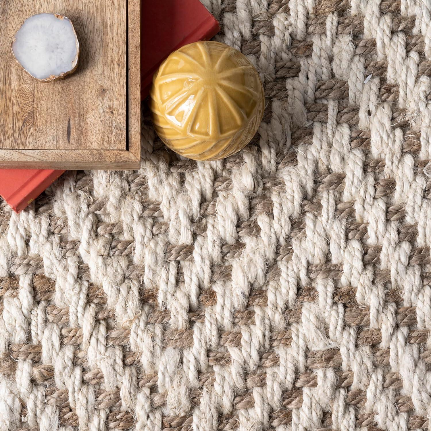 nuLOOM Vania Chevron Jute Area Rug, 7' 6" x 9' 6", Off White