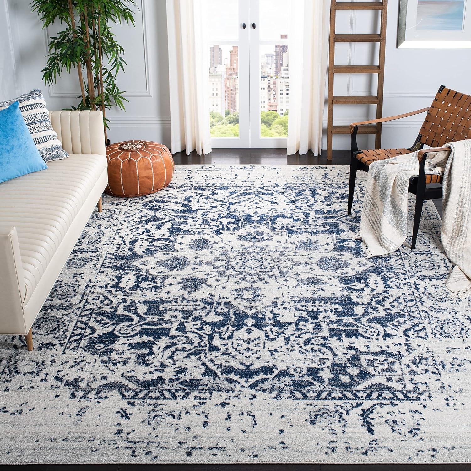 Madison MAD603 Power Loomed Indoor Area Rug - Cream/Navy - 8'x10' - Safavieh