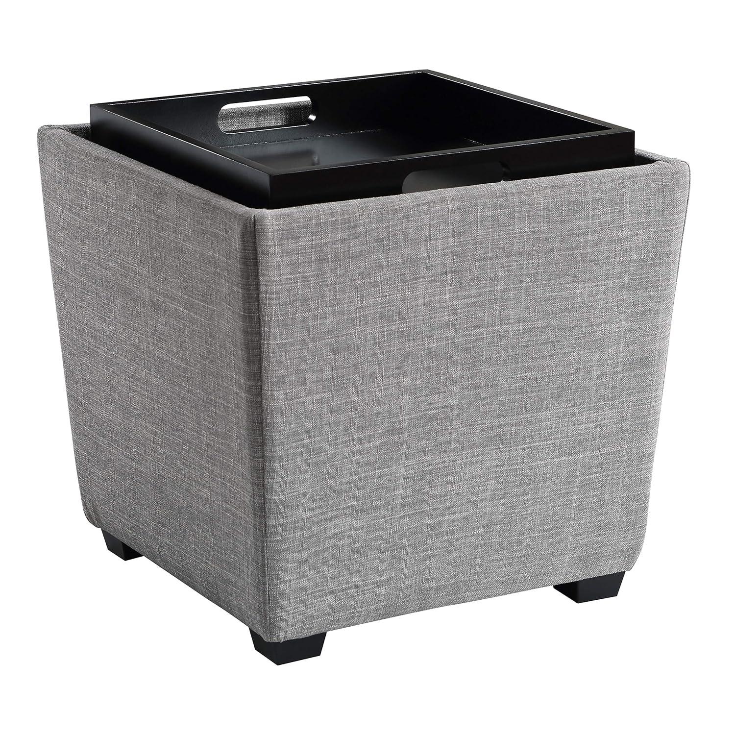 Rockford Storage Ottoman in Dove Gray Fabric