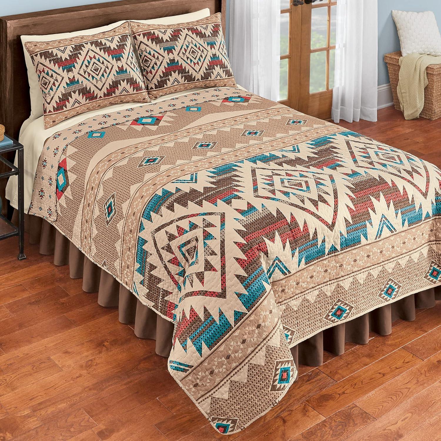 Collections Etc Reversible Southwest Geometric Aztec Quilt Twin Multi Unisex