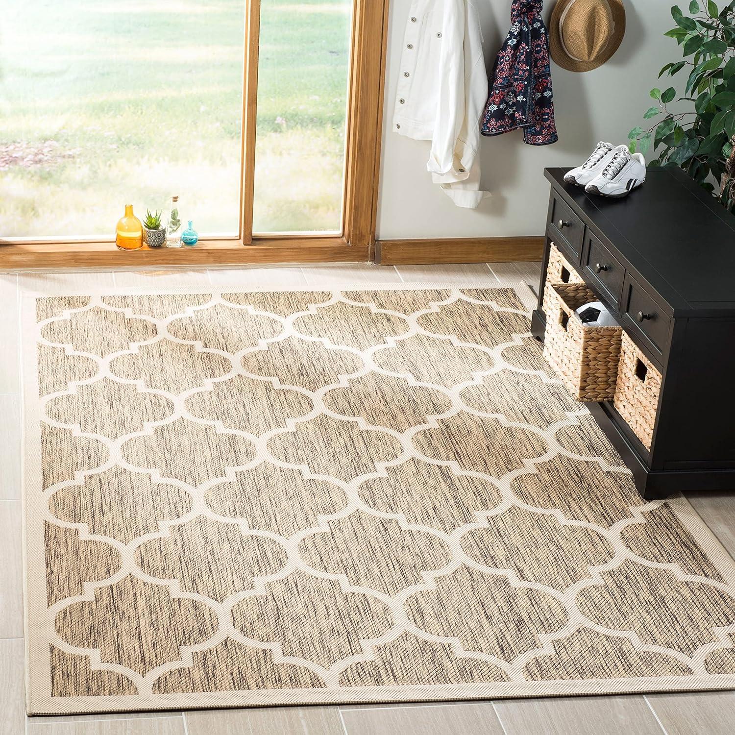 Reversible Blue and Bone Quatrefoil 9' x 12' Indoor/Outdoor Rug