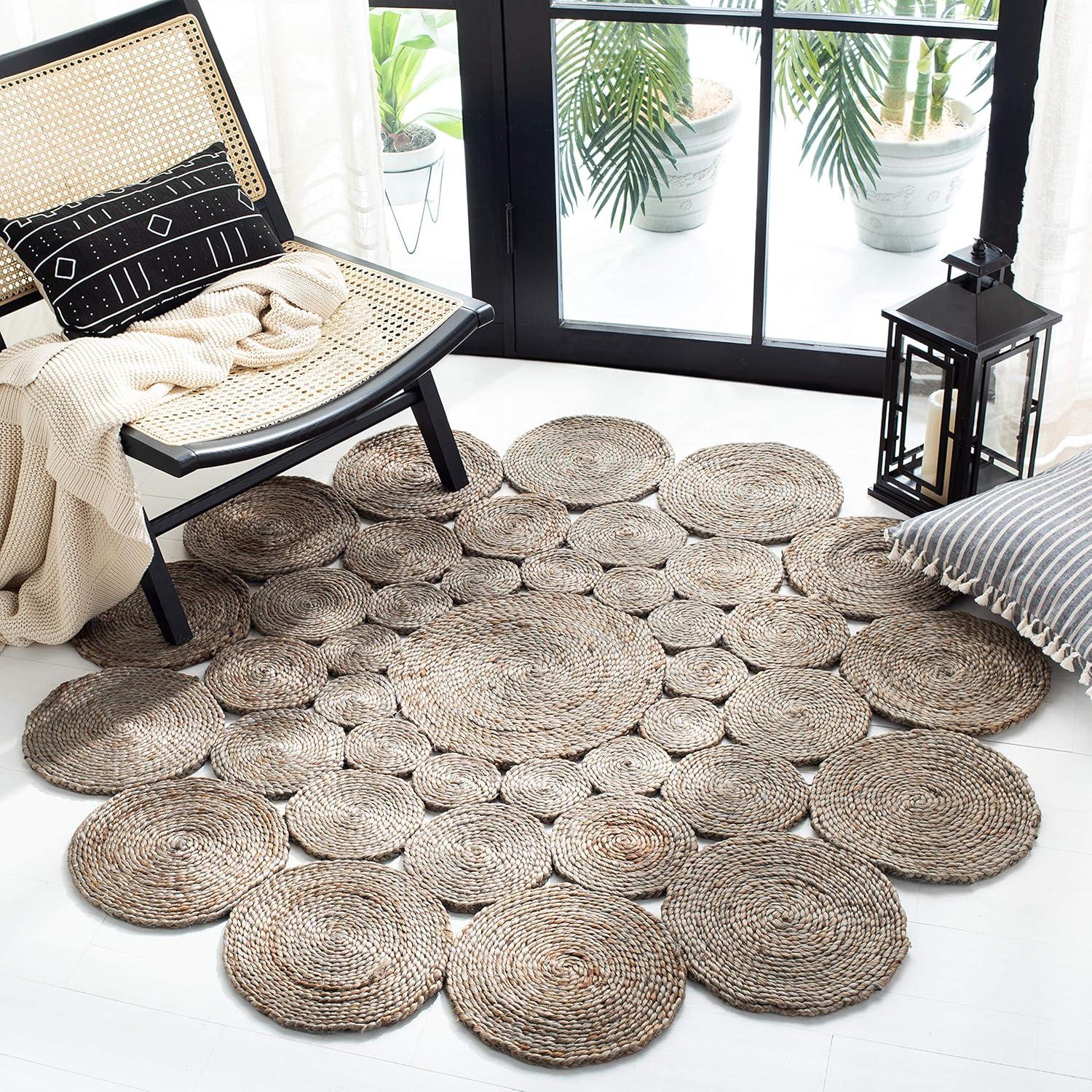 Natural Fiber NF363 Hand Woven Area Rug - Grey - 5' round - Safavieh.