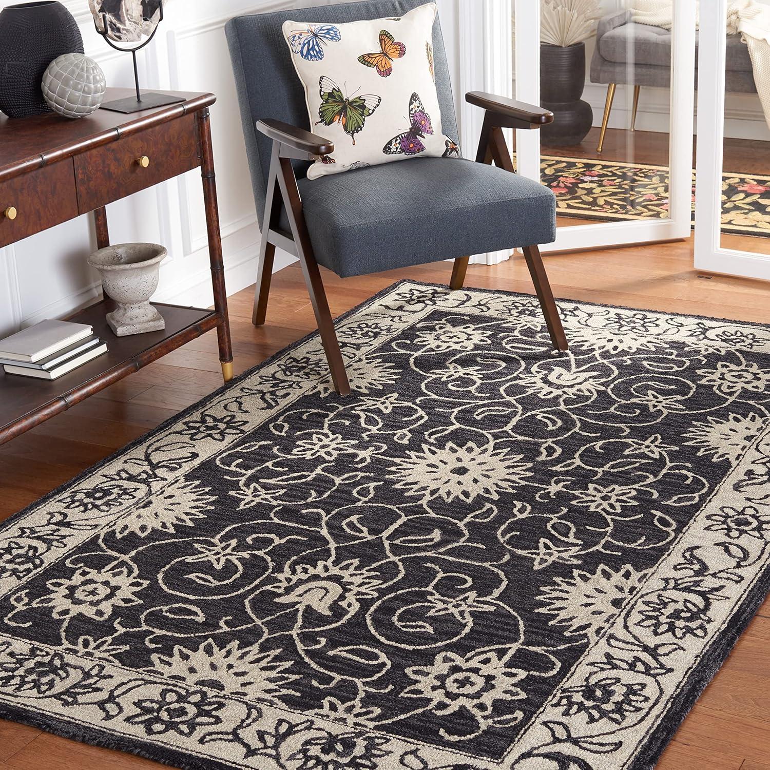 Jardin JAR601 Hand Tufted Accent Rug - Navy/Ivory - 3'x5' - Safavieh