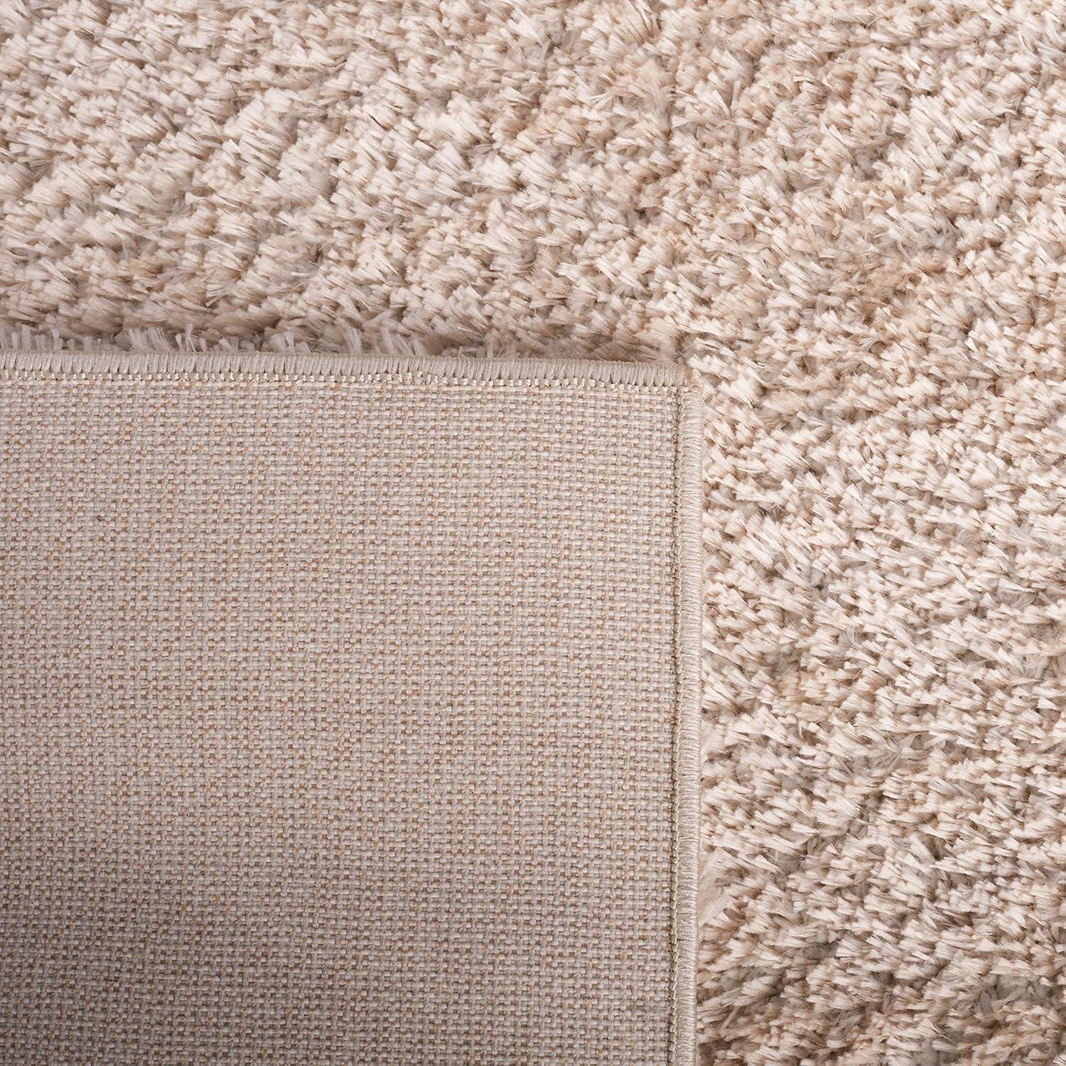 Beige 4' x 6' Rectangular Reversible Shag Rug