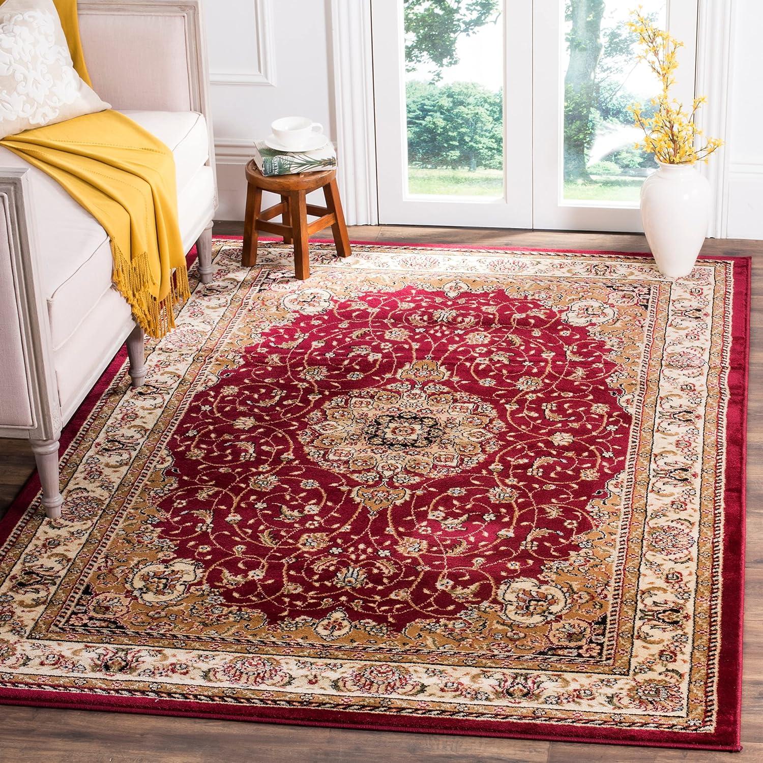 Ivory and Sage Floral Synthetic 8' Round Area Rug