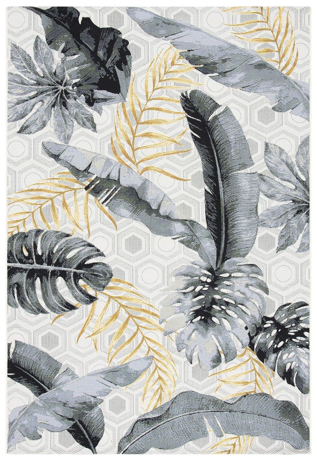 Barbados BAR524 Power Loomed Indoor/Outdoor Area Rug - Grey/Gold - 9'10"x12'5" - Safavieh.