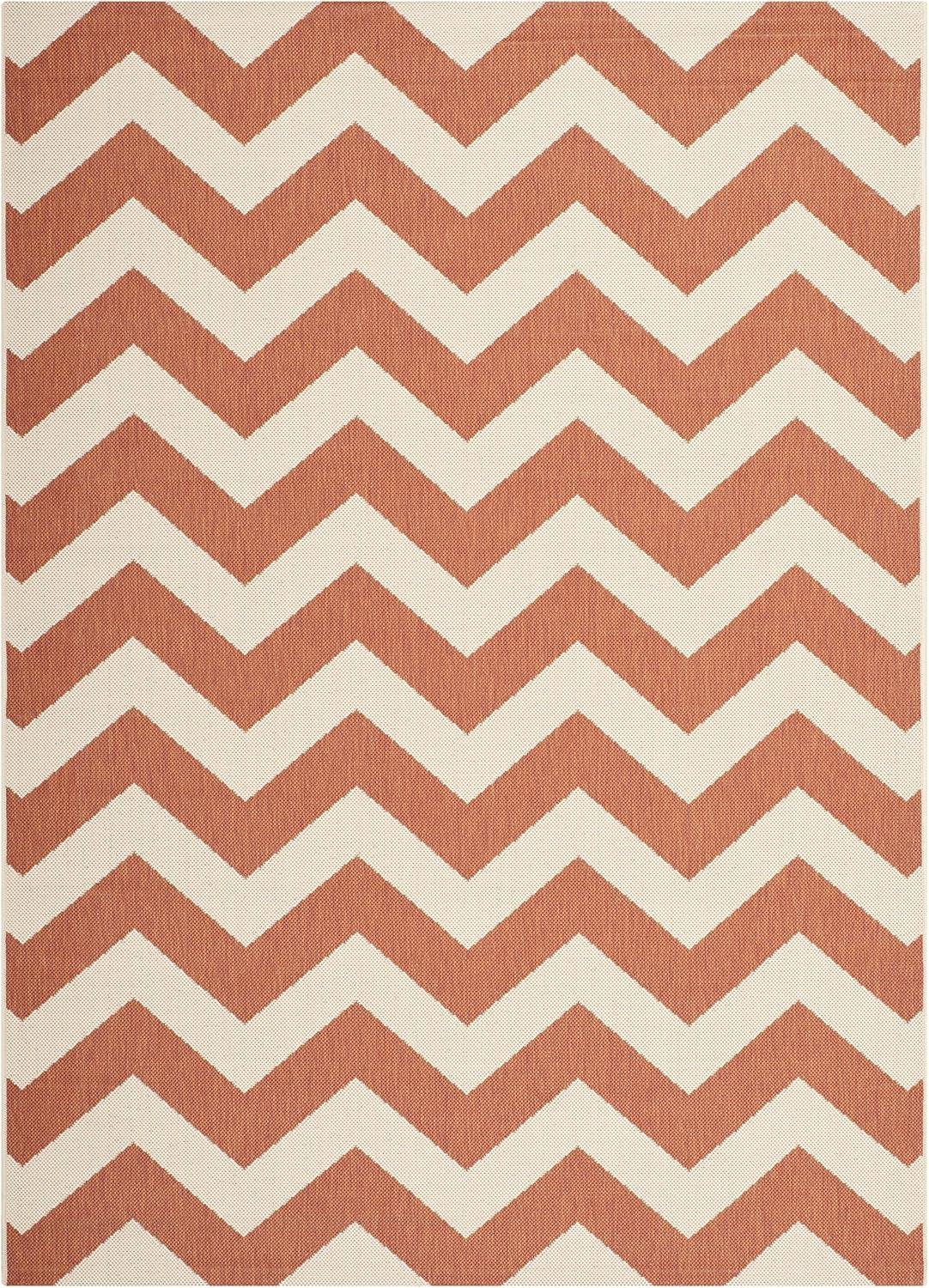 Courtyard CY6244 Power Loomed Indoor and Outdoor Area Rug - Terracotta/Beige - 5'3"x7'7" - Safavieh