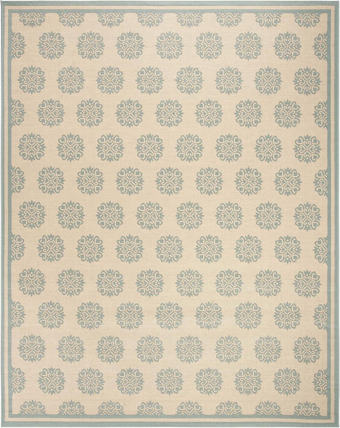 SAFAVIEH Beach House Callahan Geometric Indoor/Outdoor Area Rug Blue/Cream, 7'10" x 10'