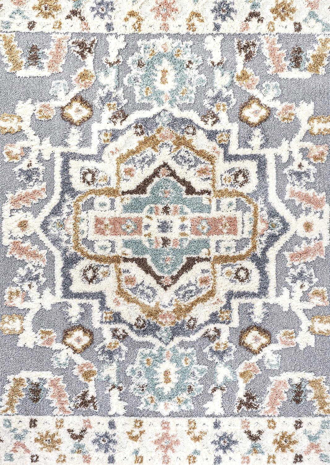 Aziza Persian Medallion High-Low Area Rug - JONATHAN Y