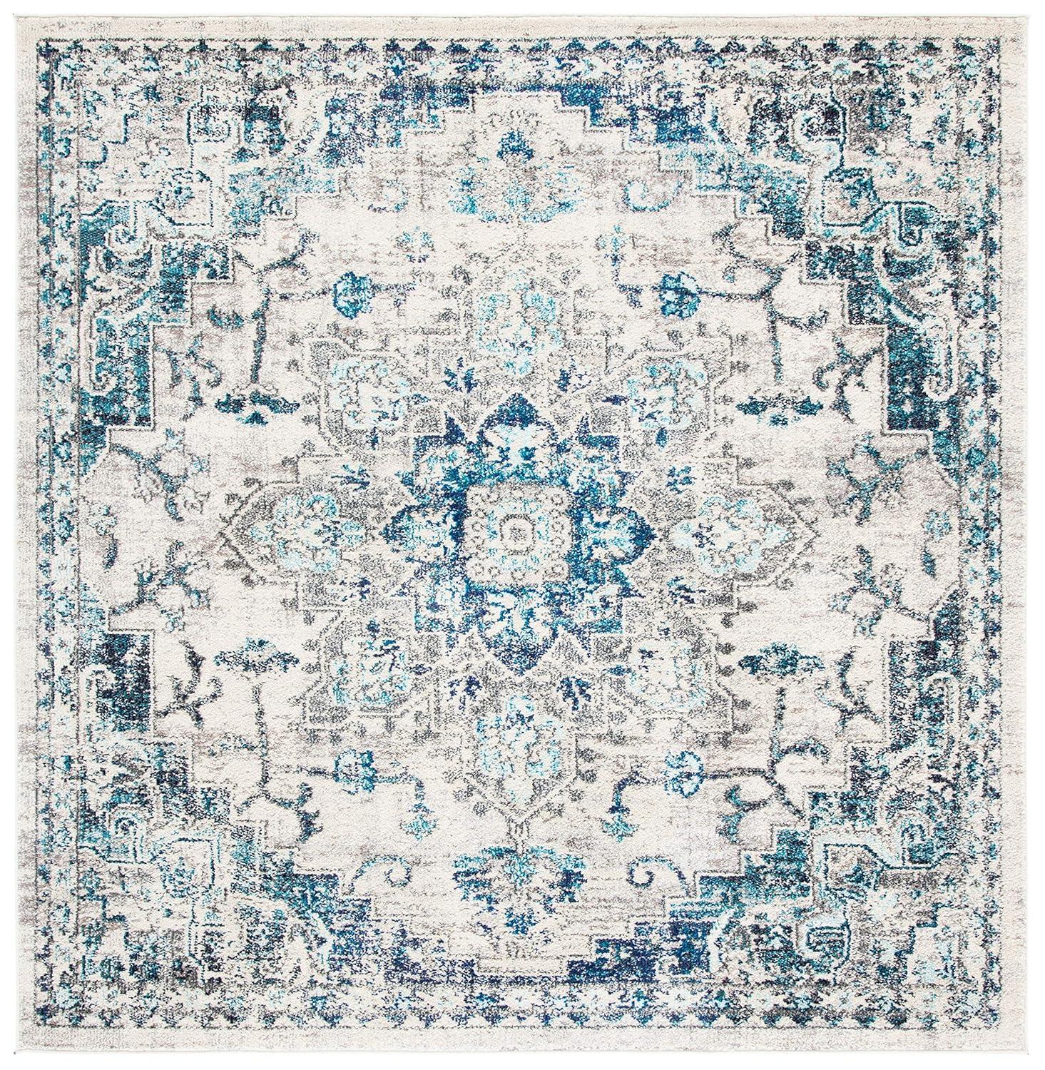 Madison MAD473 Power Loomed Indoor Accent Rug - Ivory/Grey - 3'x3' - Safavieh