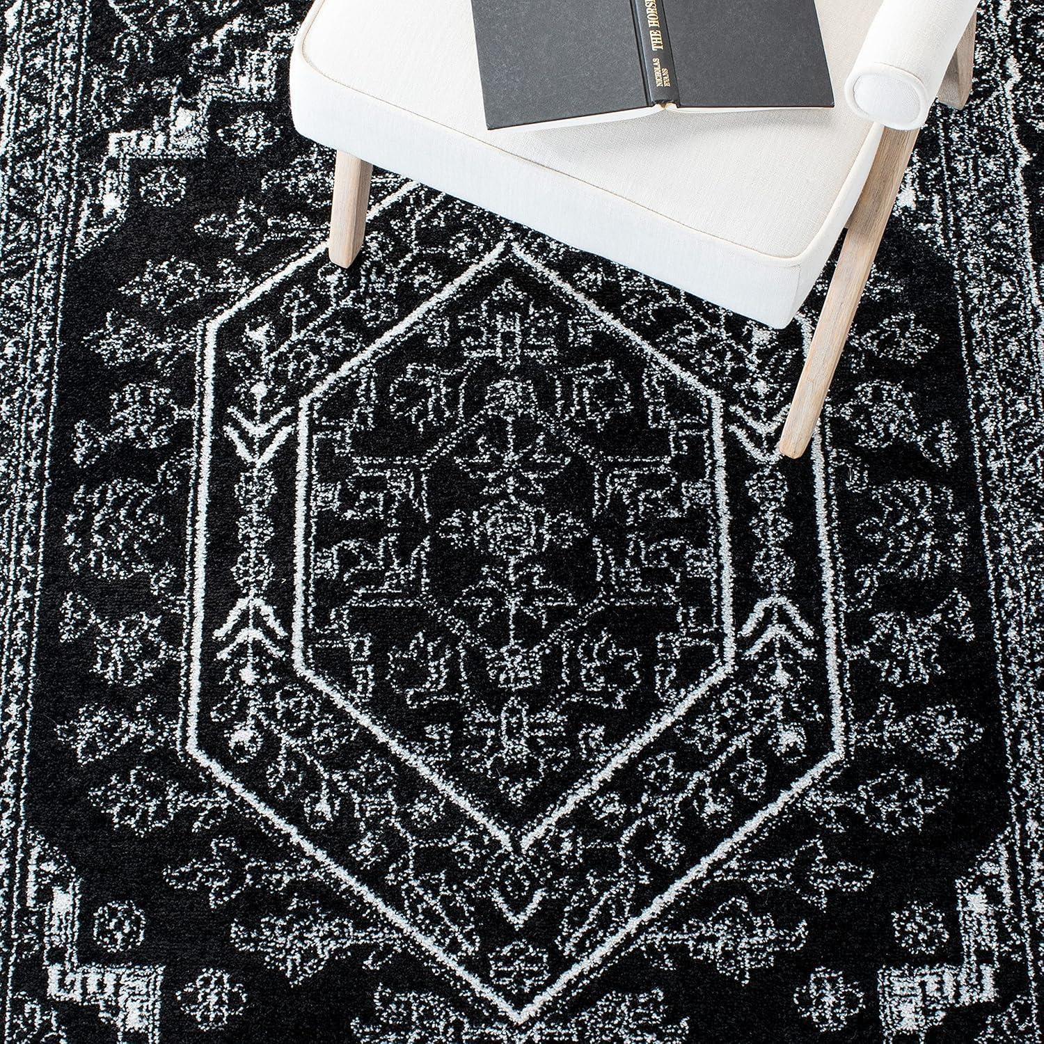 Adirondack ADR108 Power Loomed Area Rug - Black/Ivory - 5'1"x7'6" - Safavieh.
