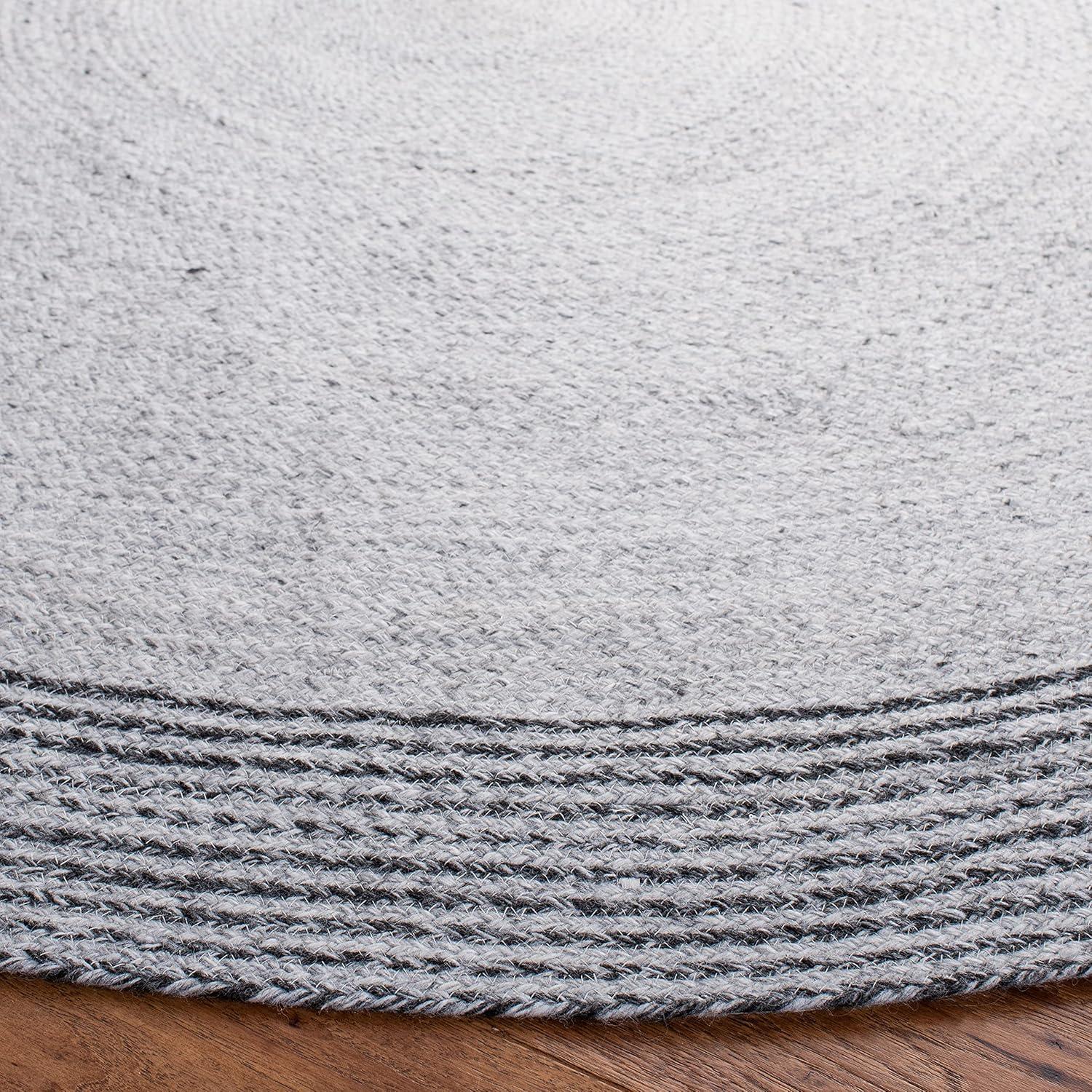 Handmade Round Gray Synthetic Area Rug, 7' Diameter