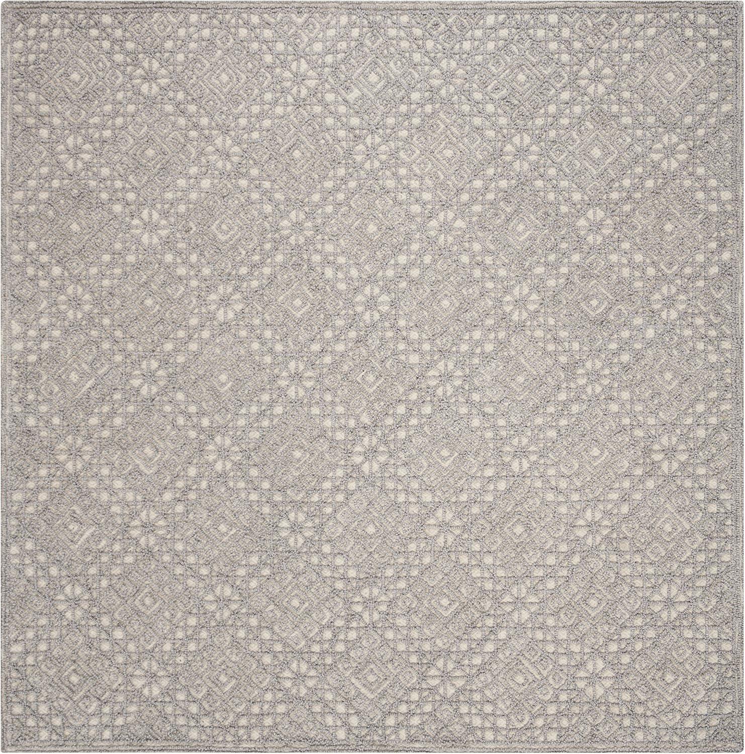 Gray Square Hand-Tufted Wool Area Rug