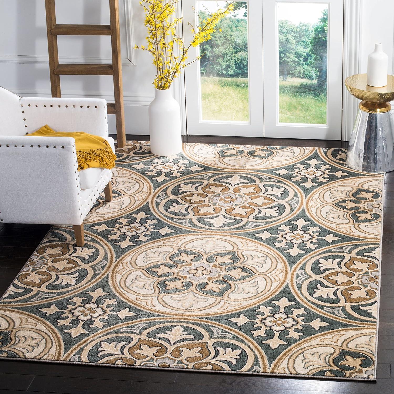 Lyndhurst LNH341 Power Loomed Area Rug - Light Grey/Beige - 8'x11' - Safavieh