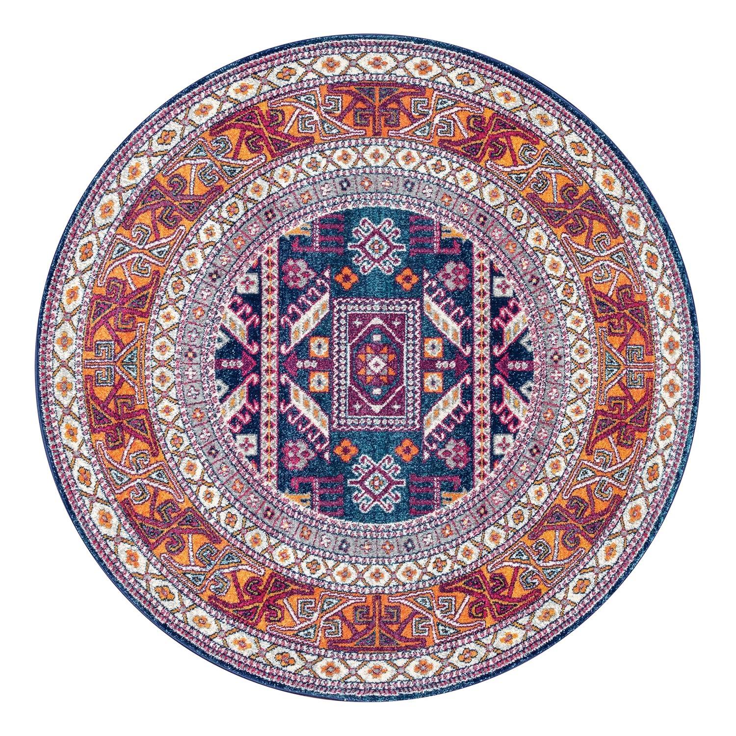 Handmade Navy Oval Synthetic Reversible Rug, 6' 7" x 9'