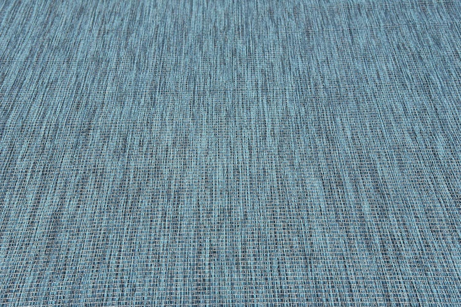 Unique Loom 7' 0 x 10' 0 Rectangle Indoor/Outdoor Solid Teal Area Rug