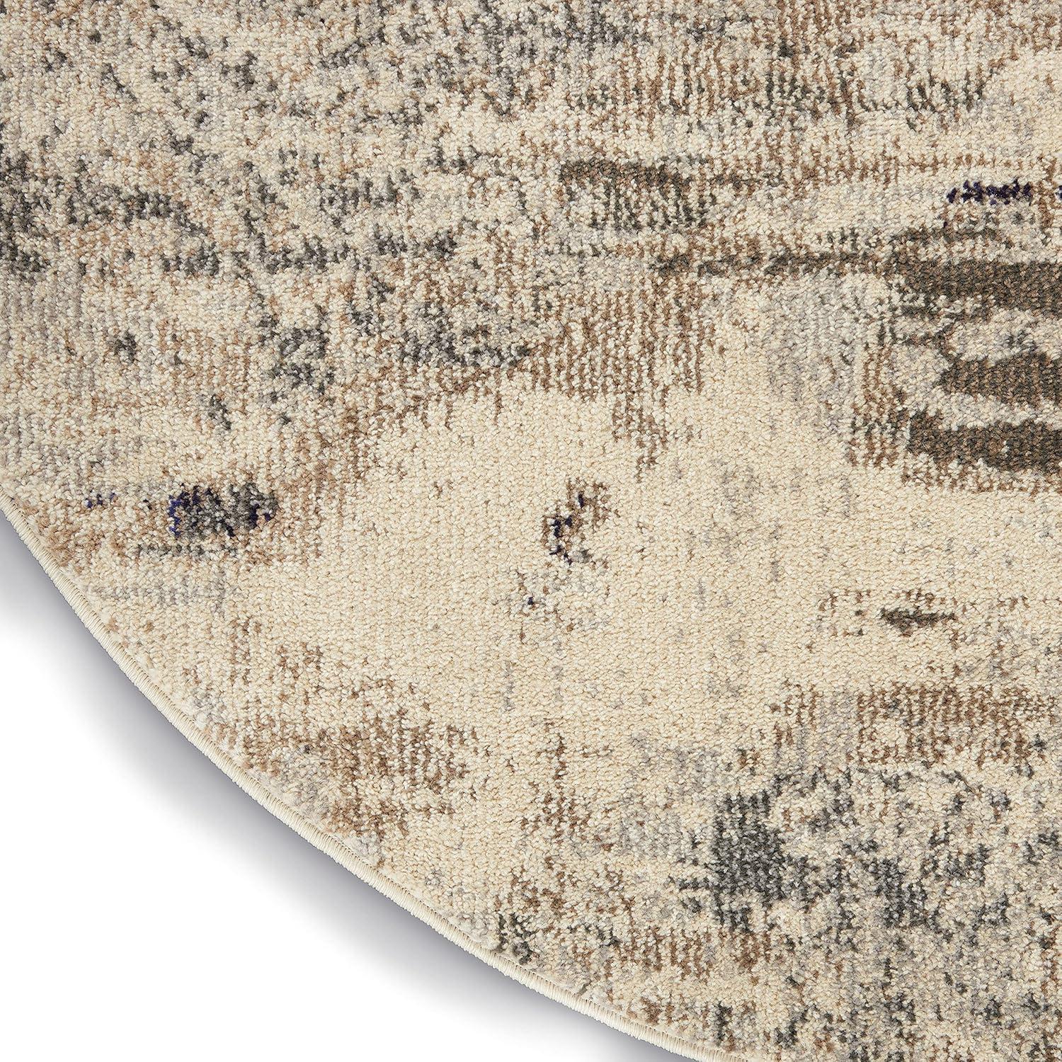 Nourison Celestial CES02 7'10" Round Ivory/Grey Area Rug