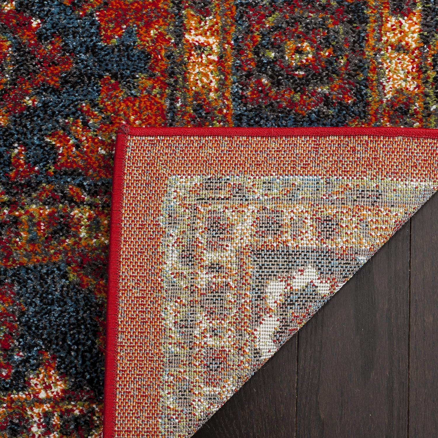 Vintage Hamadan VTH214 Power Loomed Indoor Area Rug - Orange/Blue - 6'7"x9' - Safavieh