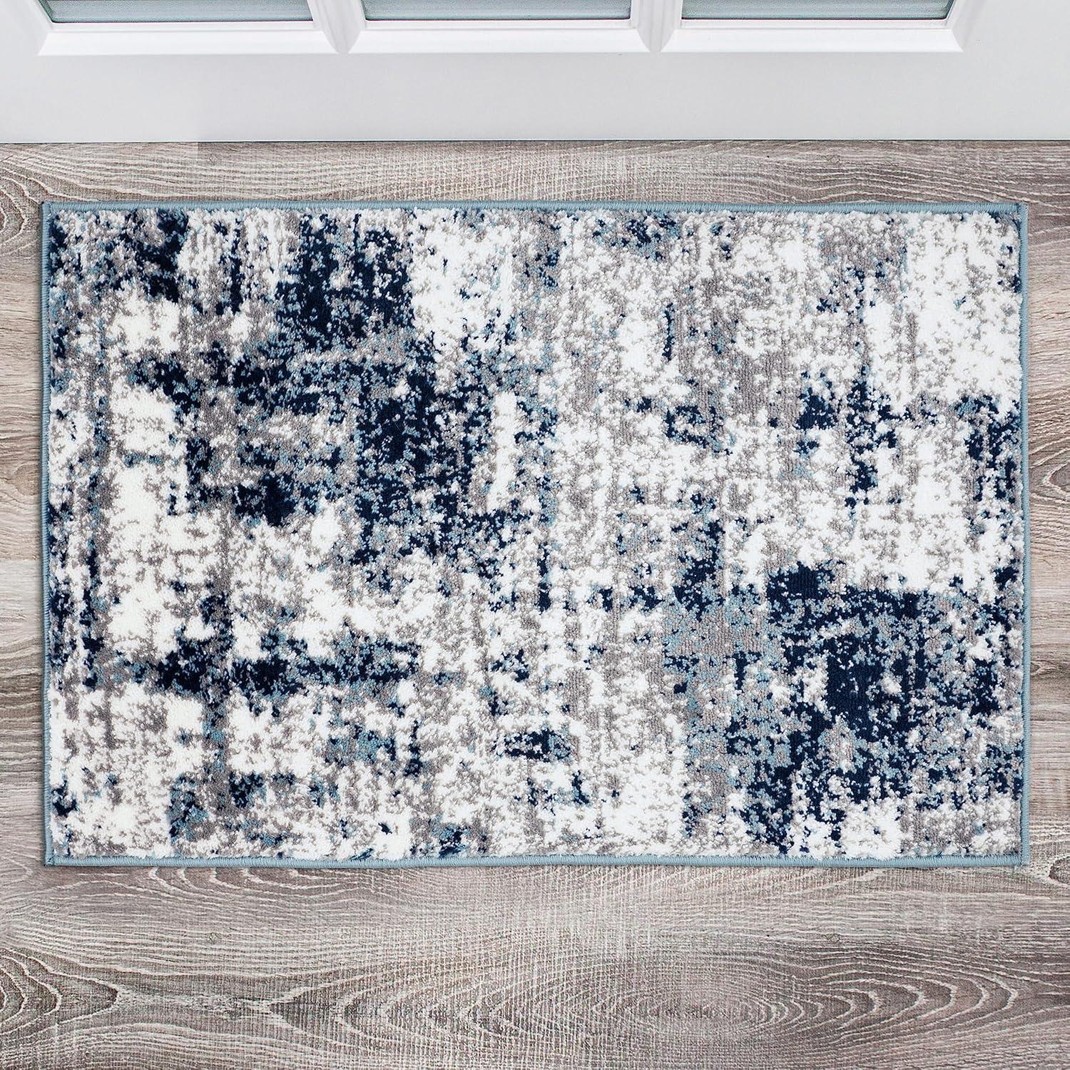 World Rug Gallery Distressed Abstract Blue 2' x 3' Area Rug