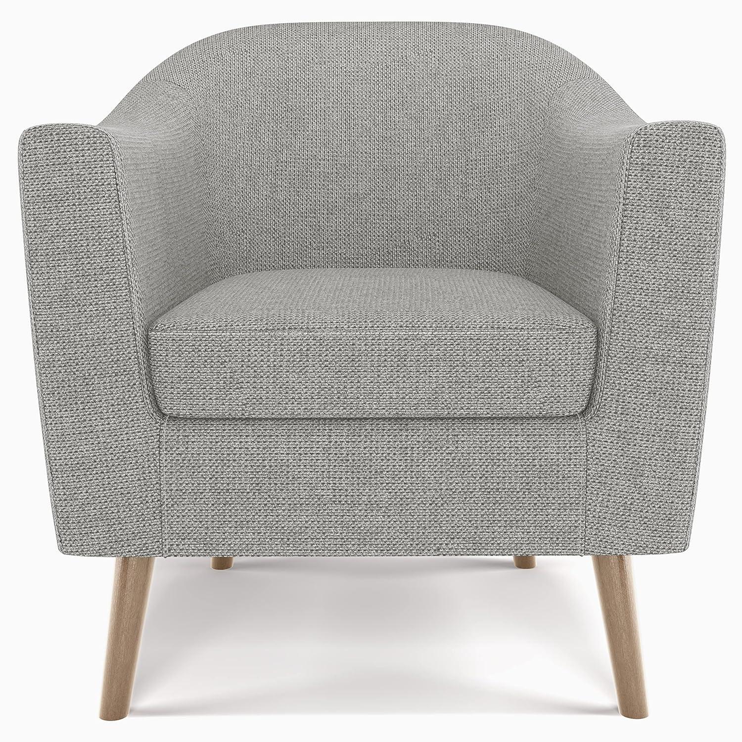 Simpli Home Thorne 30"W Upholstered Contemporary Accent Chair with Curved Back and Removable Foam Cushion