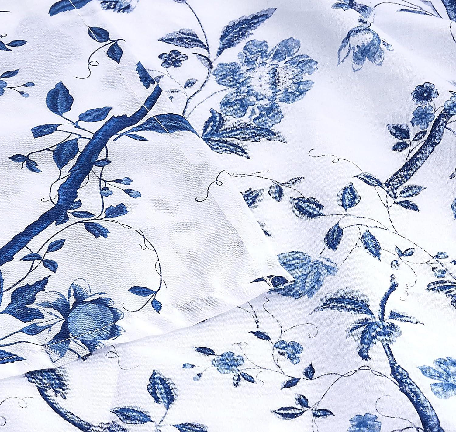 Elise Blue Floral Cotton Tie-Up Valance