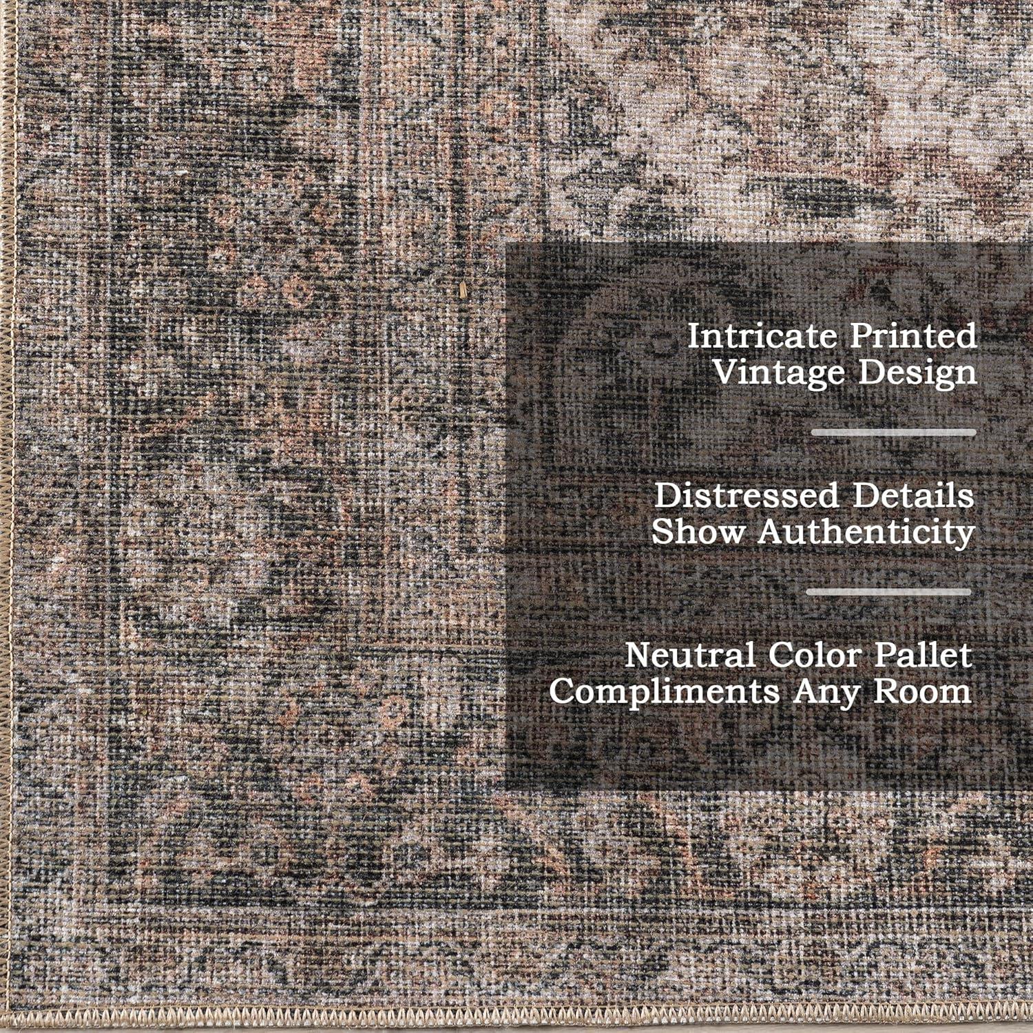 Nuloom Hillstone Collection Deka Traditional Vintage Medallion Area Rug, 6' 7" x 9', Rust