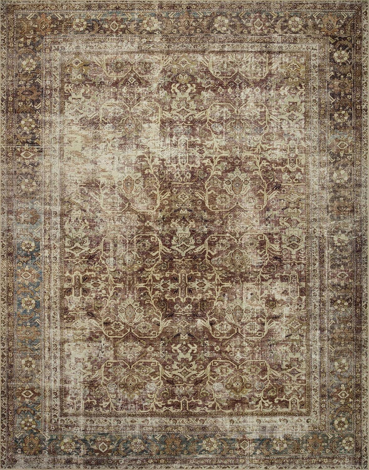 Sinclair I Rug by Magnolia Home by Joanna Gaines x Loloi - Rust and Lagoon / 5' x 7'