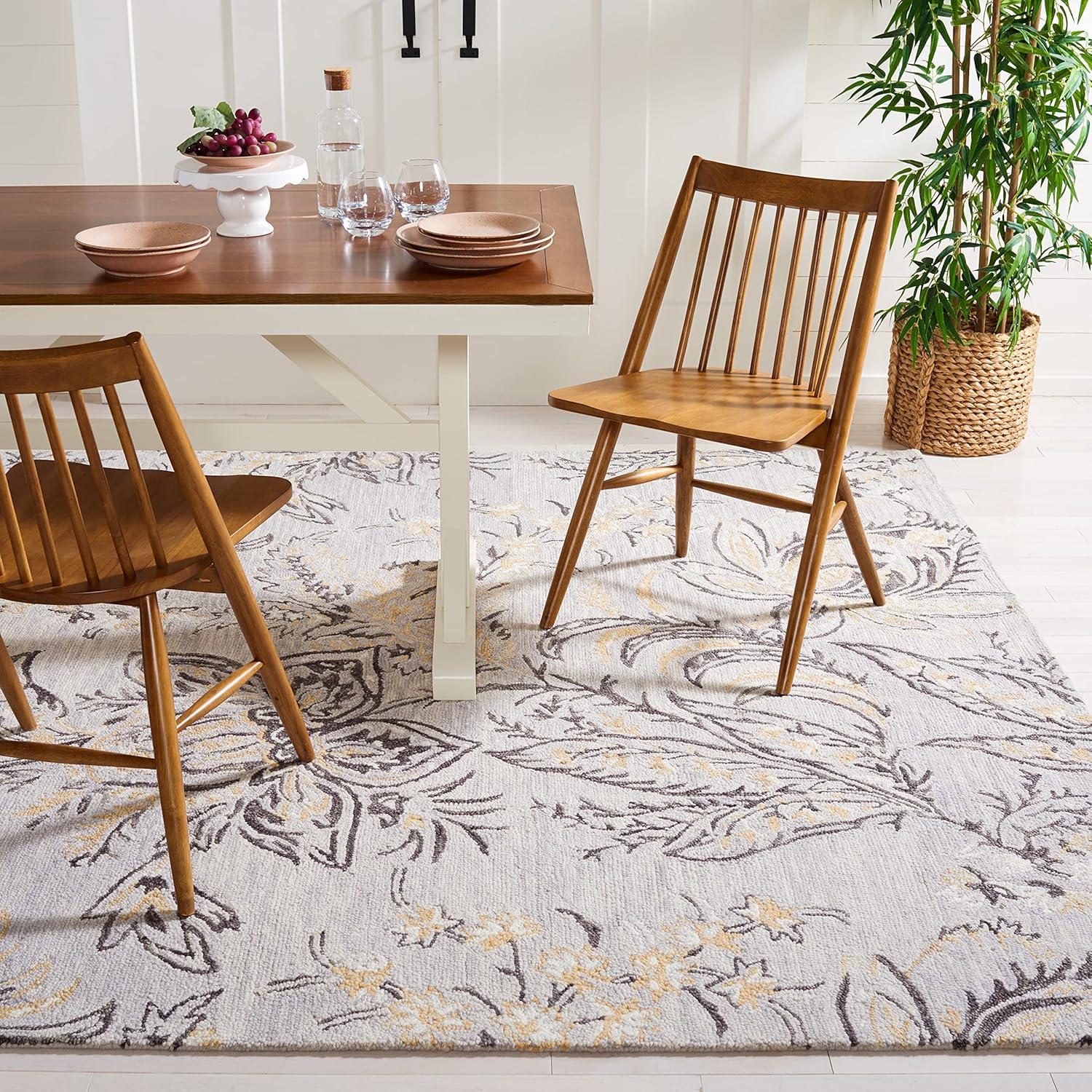 Blossom BLM275 Hand Tufted Area Rug - Grey/Yellow - 8'x10' - Safavieh.