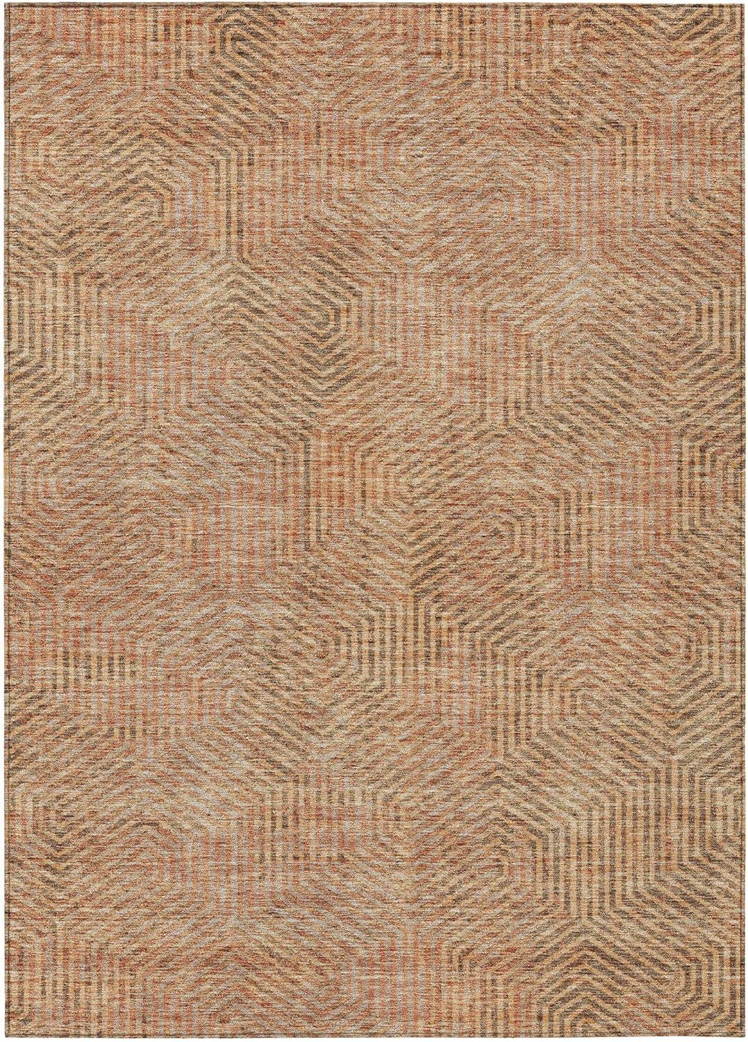 Copper Geometric Flat Woven Washable 8' x 10' Rug