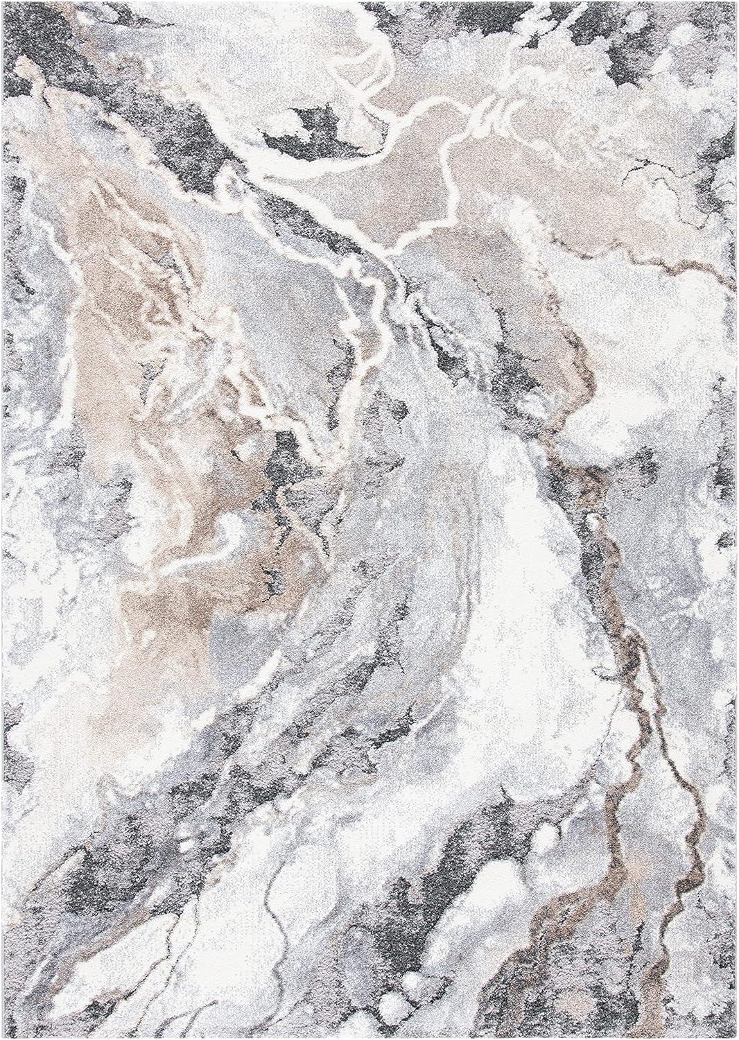 Cyrus Shag CYR121 Power Loomed Indoor Area Rug - Grey/Beige - 5'5"x7'6" - Safavieh