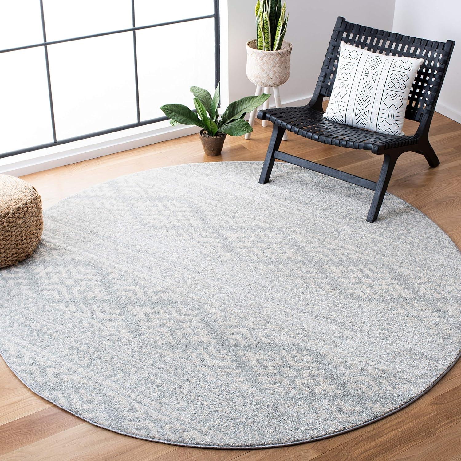 Tulum TUL272 Power Loomed Area Rug - Light Grey/Ivory - 3' round - Safavieh.